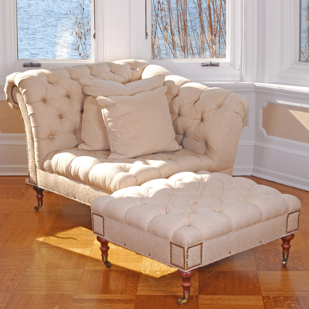 Tufted Corner Chair with Ottoman