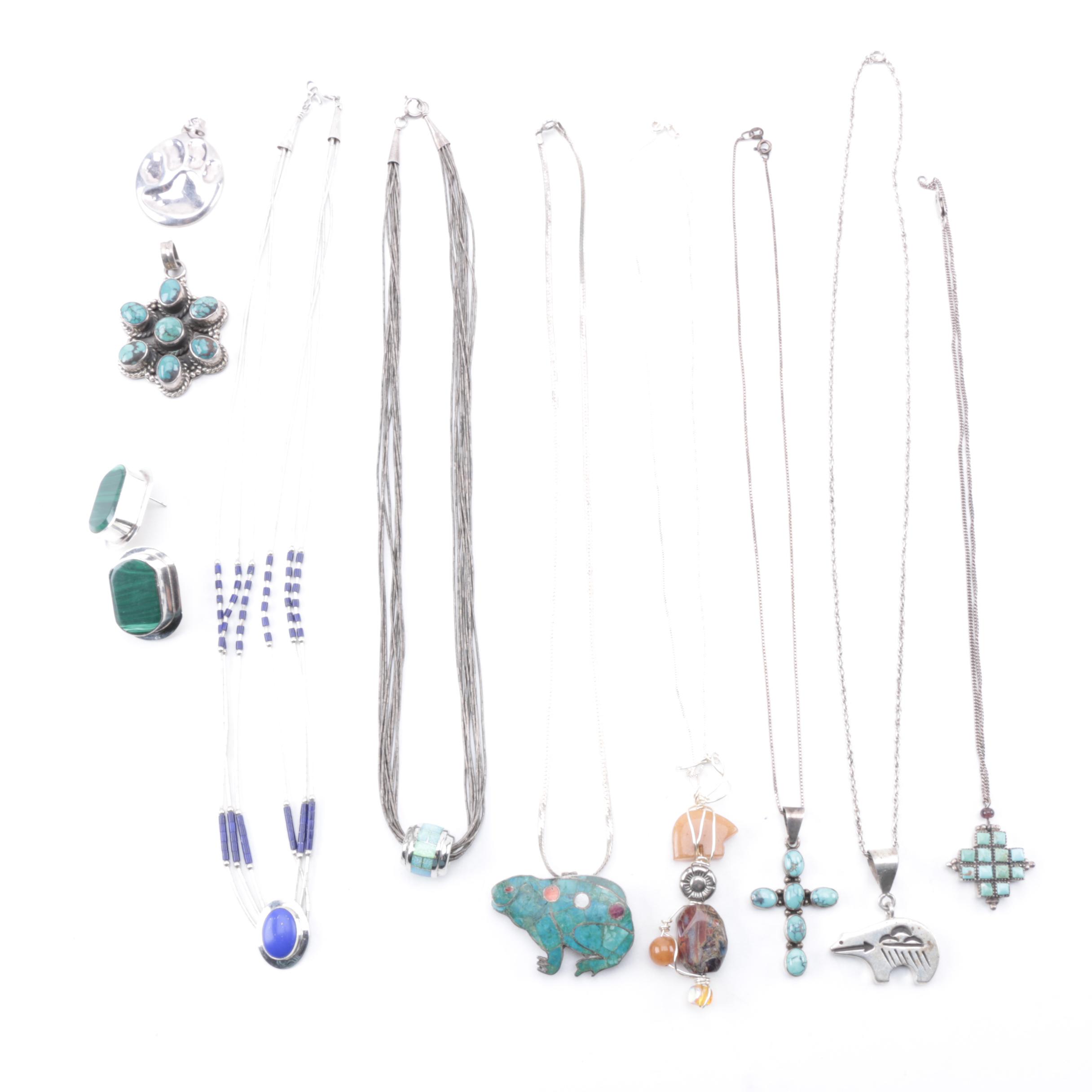 Southwest and Native American Style Sterling and Natural Stone Jewelry