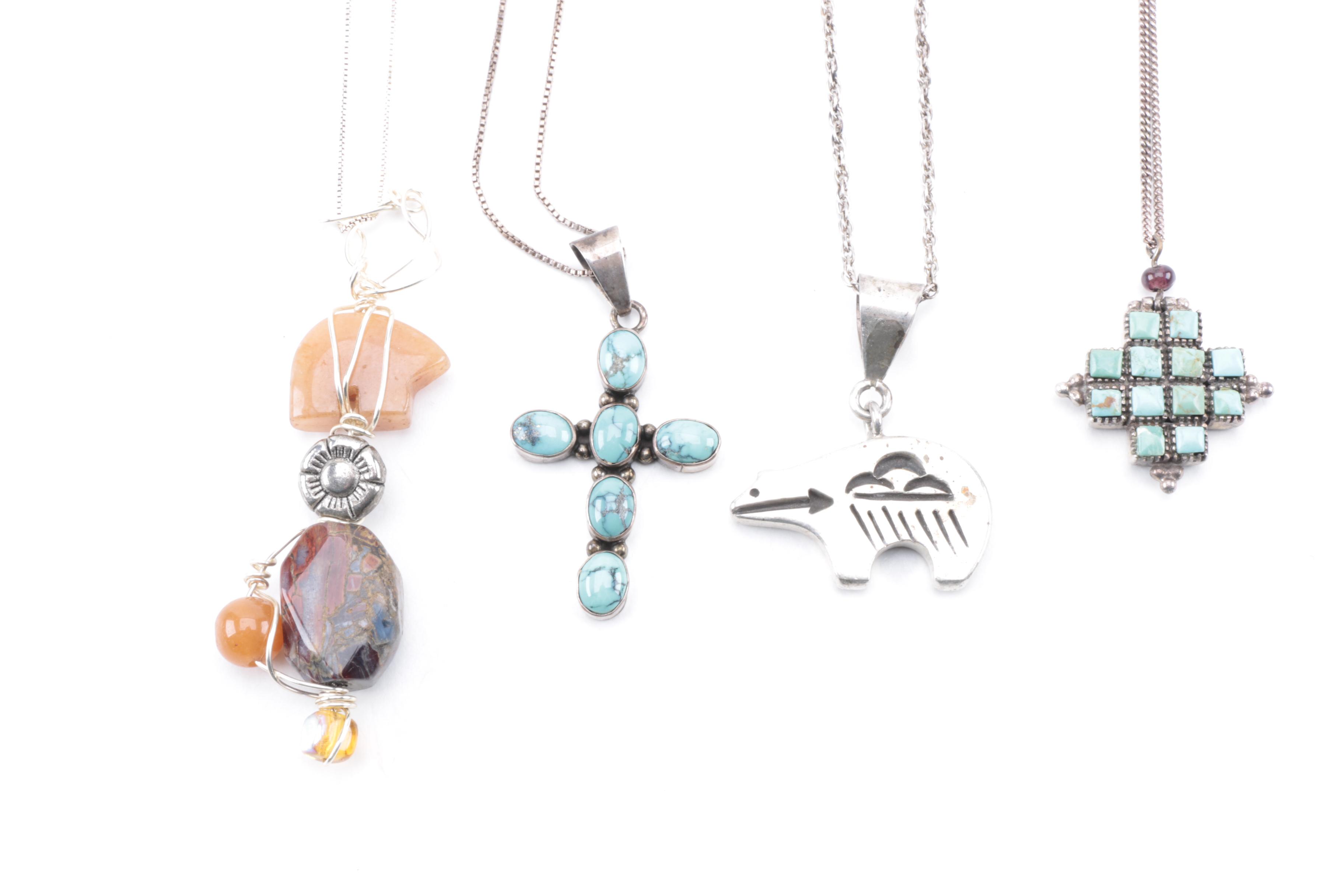 Southwest and Native American Style Sterling and Natural Stone Jewelry