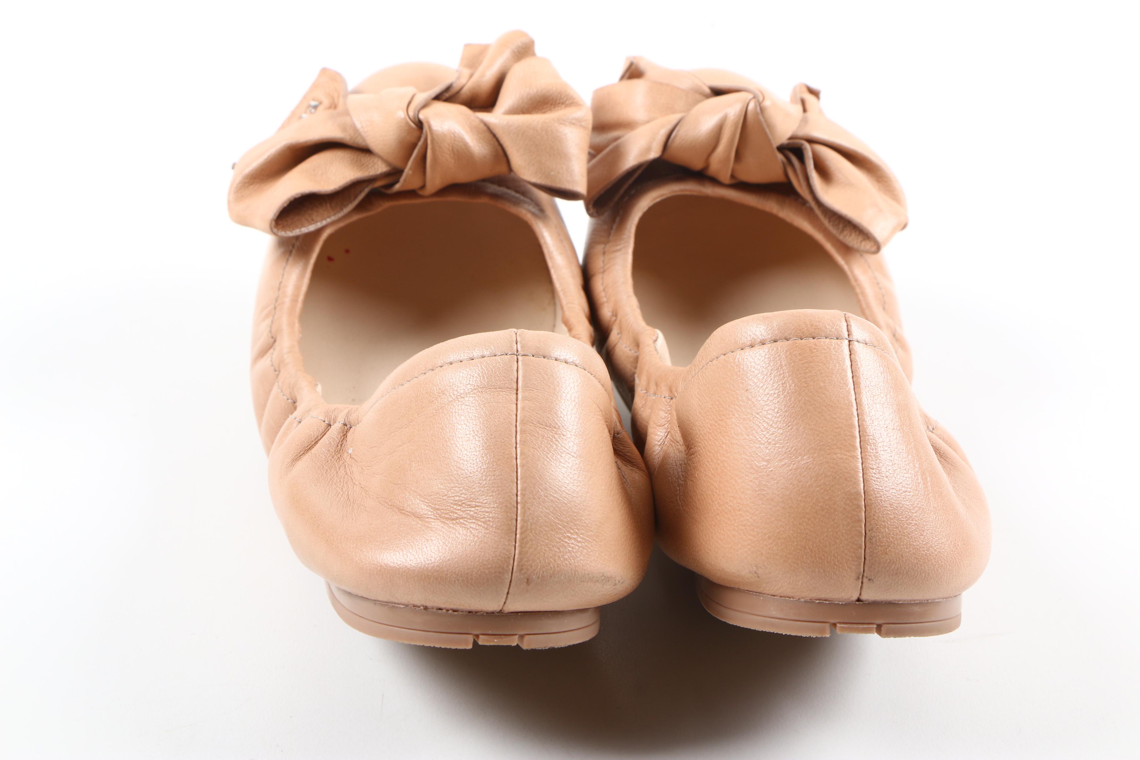 Prada Bow Leather Ballet Flats