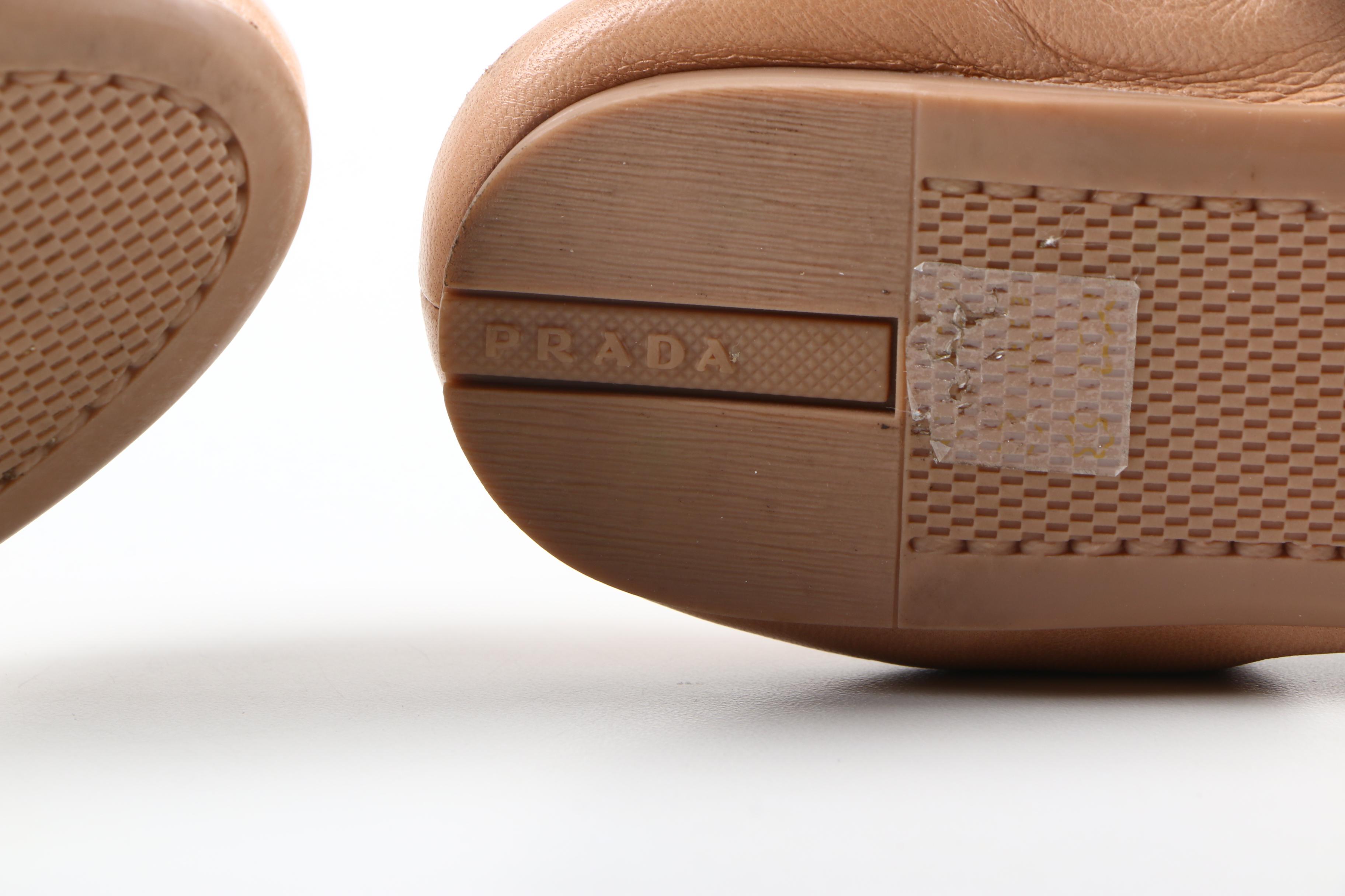 Prada Bow Leather Ballet Flats