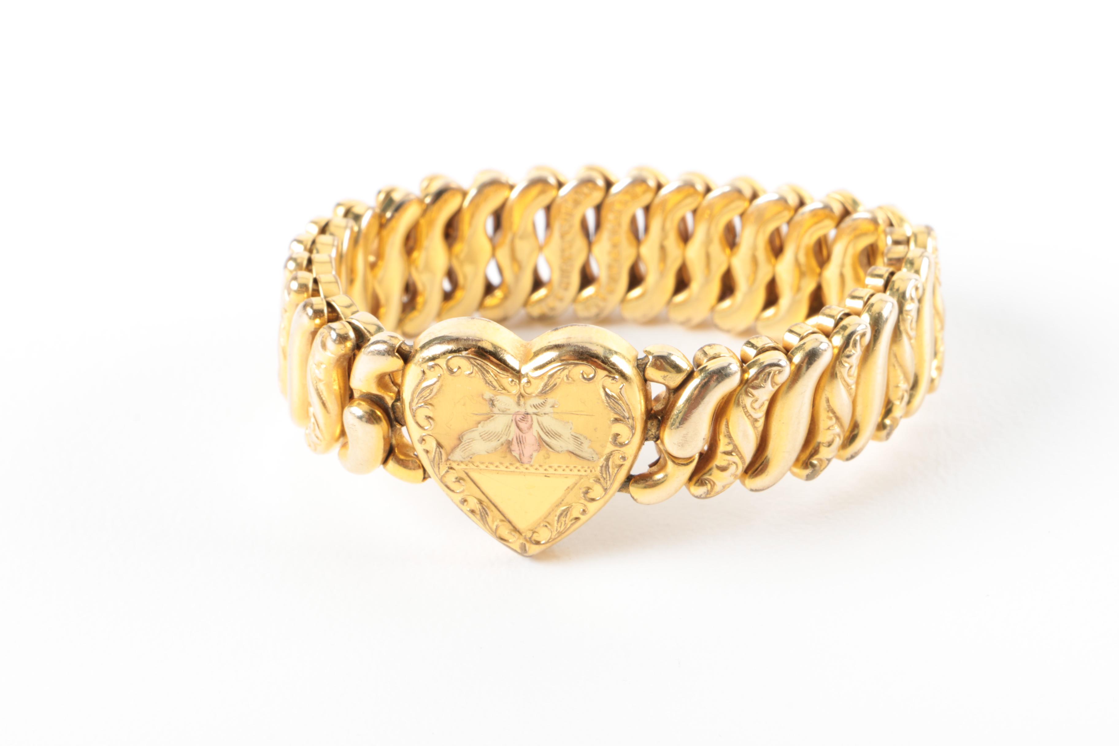 Vintage Gold Tone Bracelets Including Diamonds