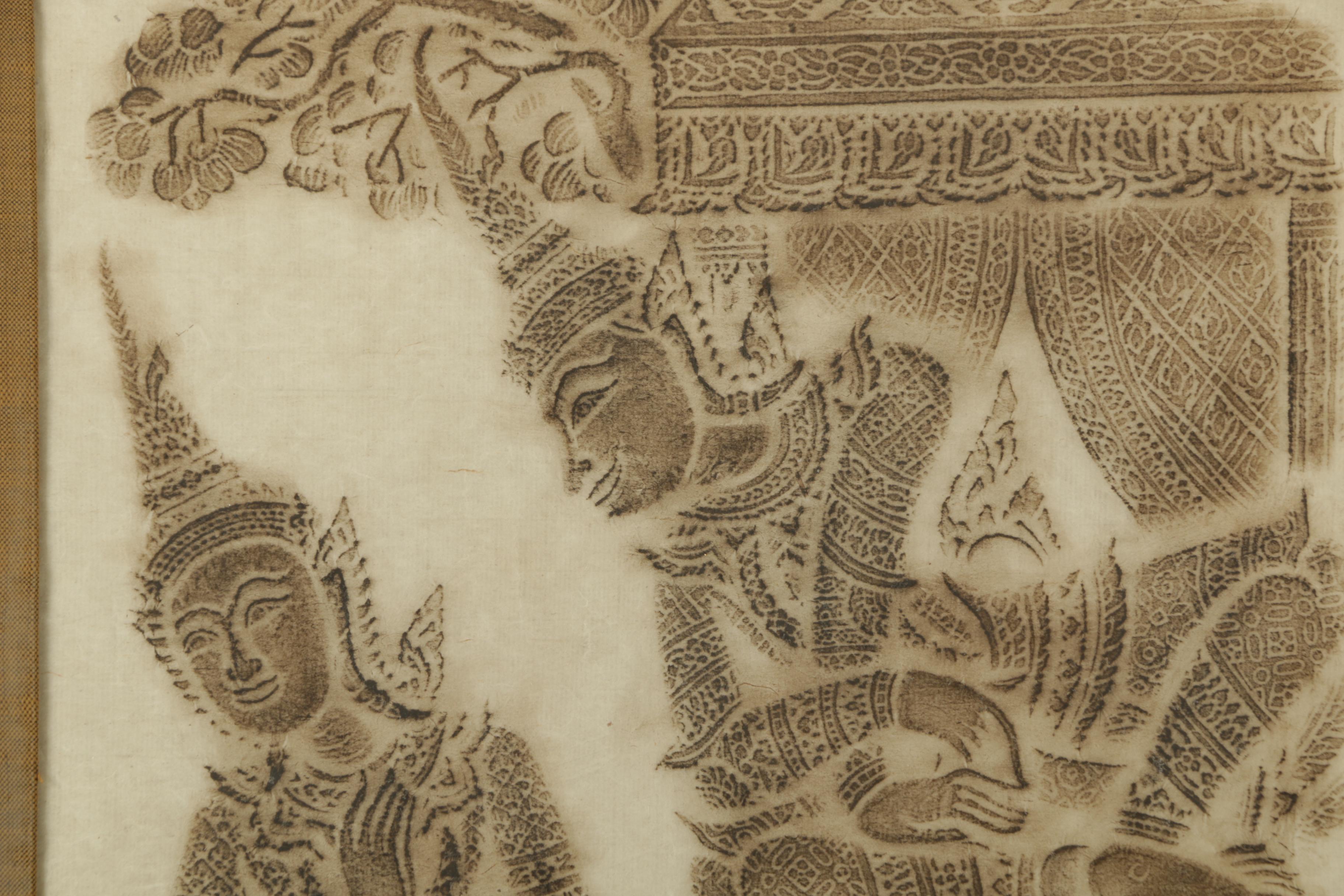 Thai Relief Rubbings Featuring Ramakien Scene