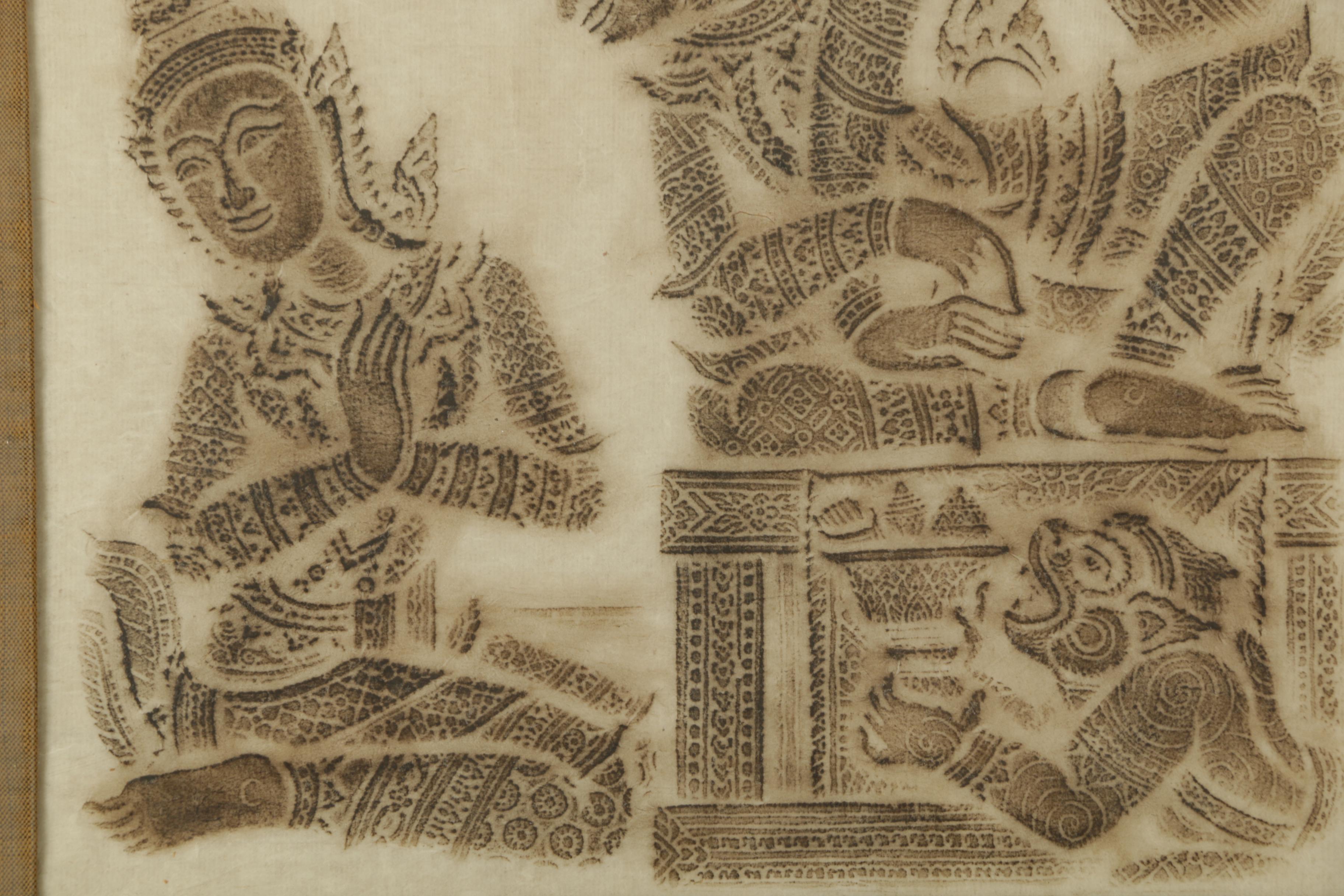 Thai Relief Rubbings Featuring Ramakien Scene