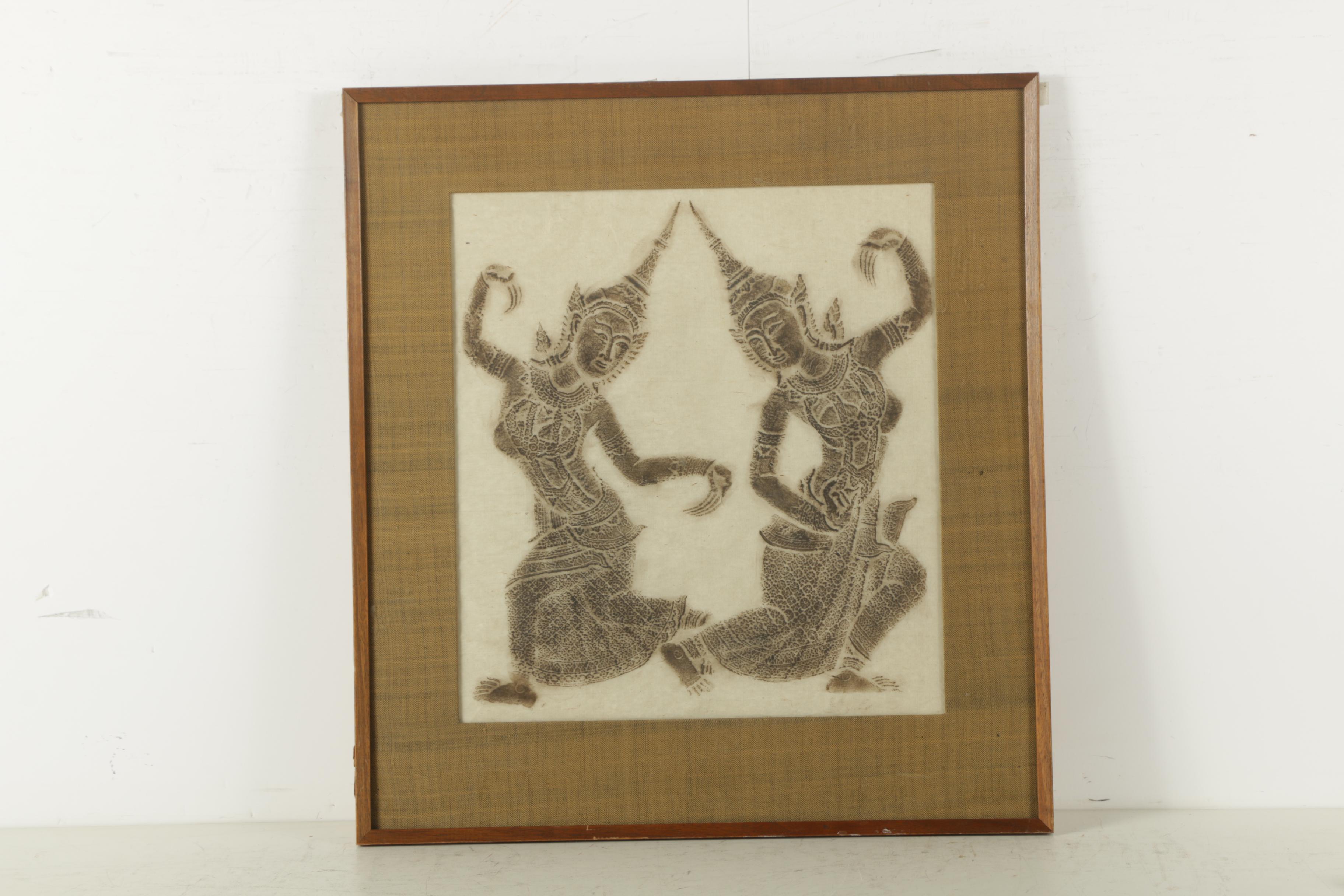 Thai Relief Rubbings Featuring Ramakien Scene