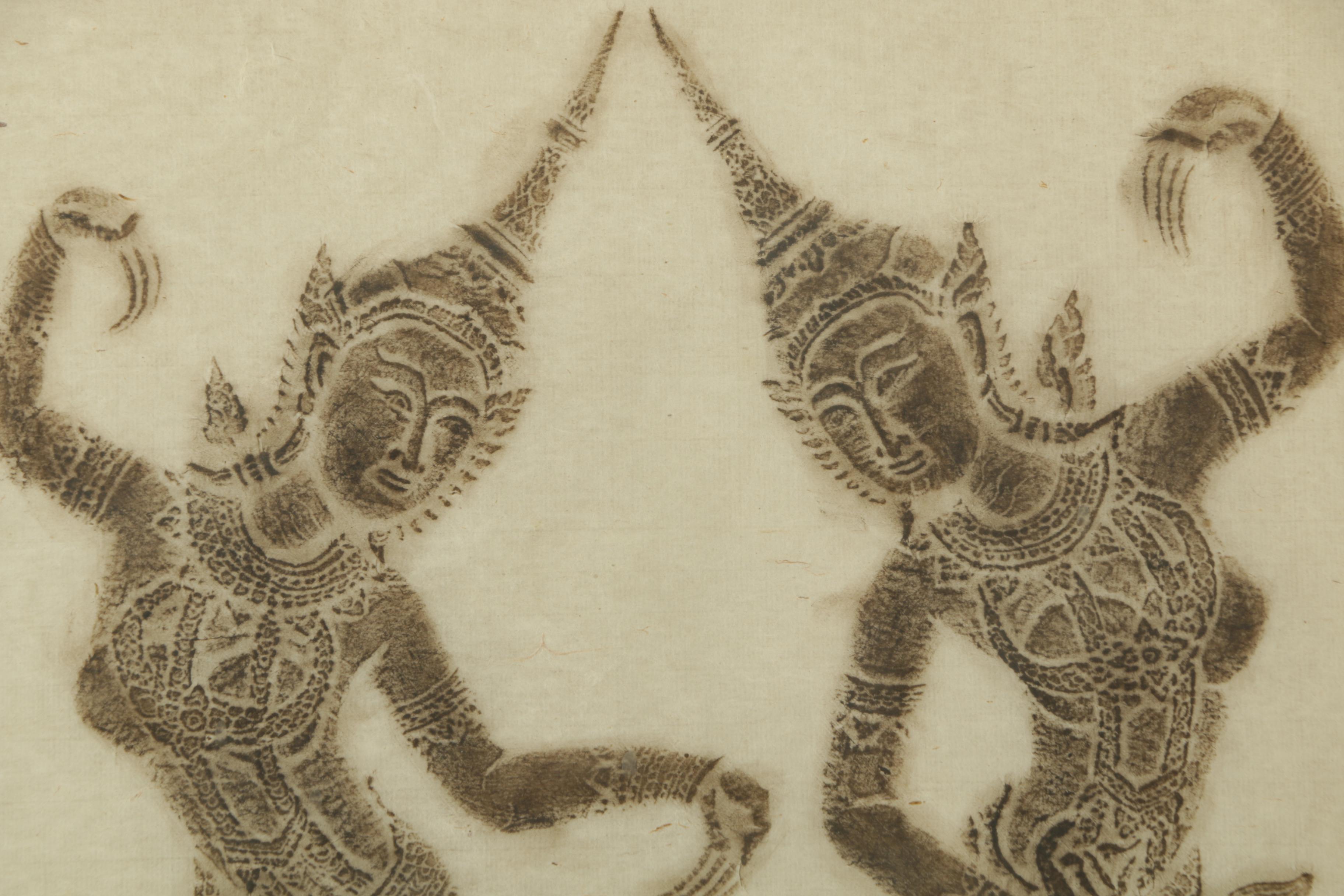 Thai Relief Rubbings Featuring Ramakien Scene