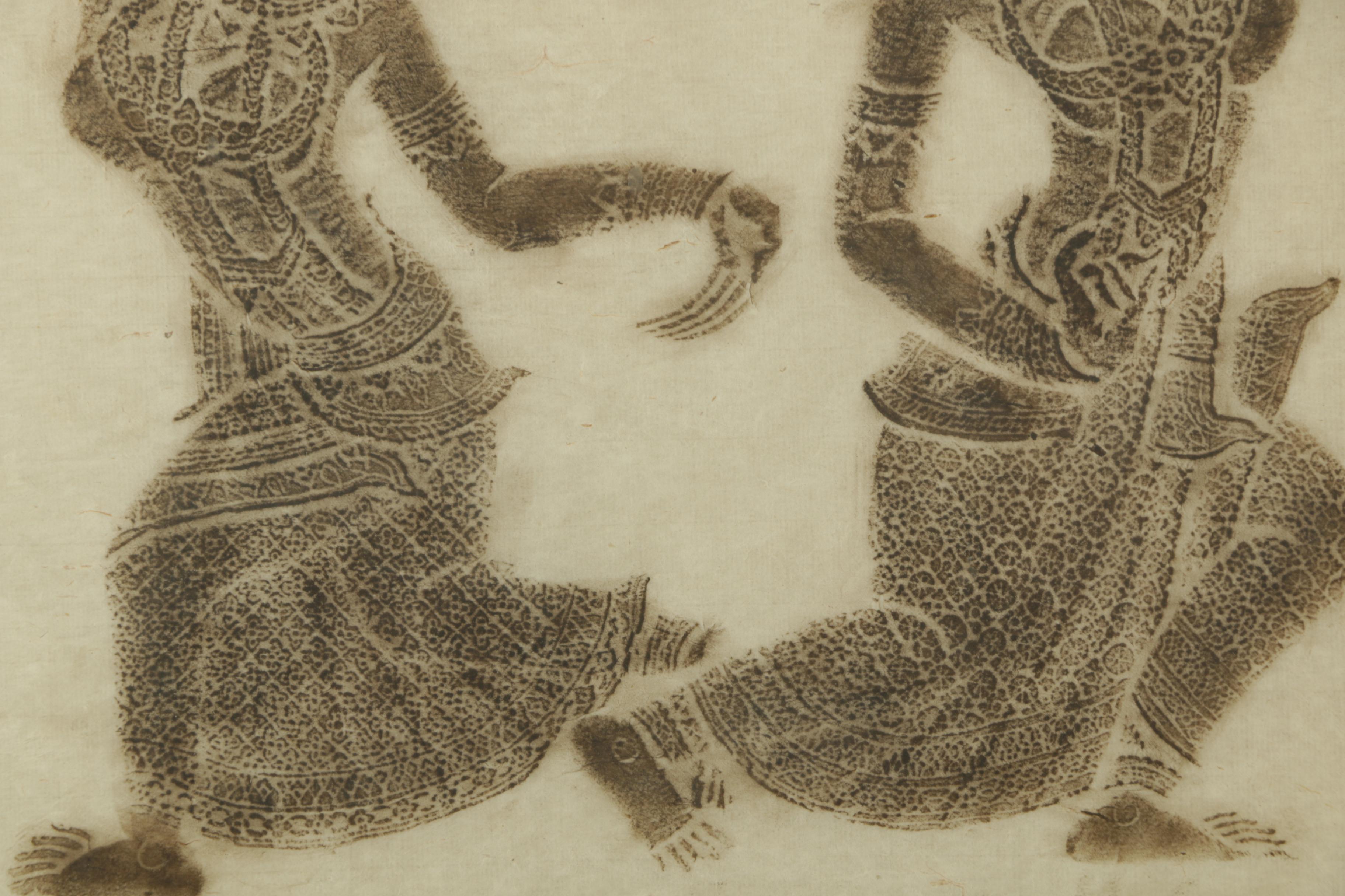 Thai Relief Rubbings Featuring Ramakien Scene