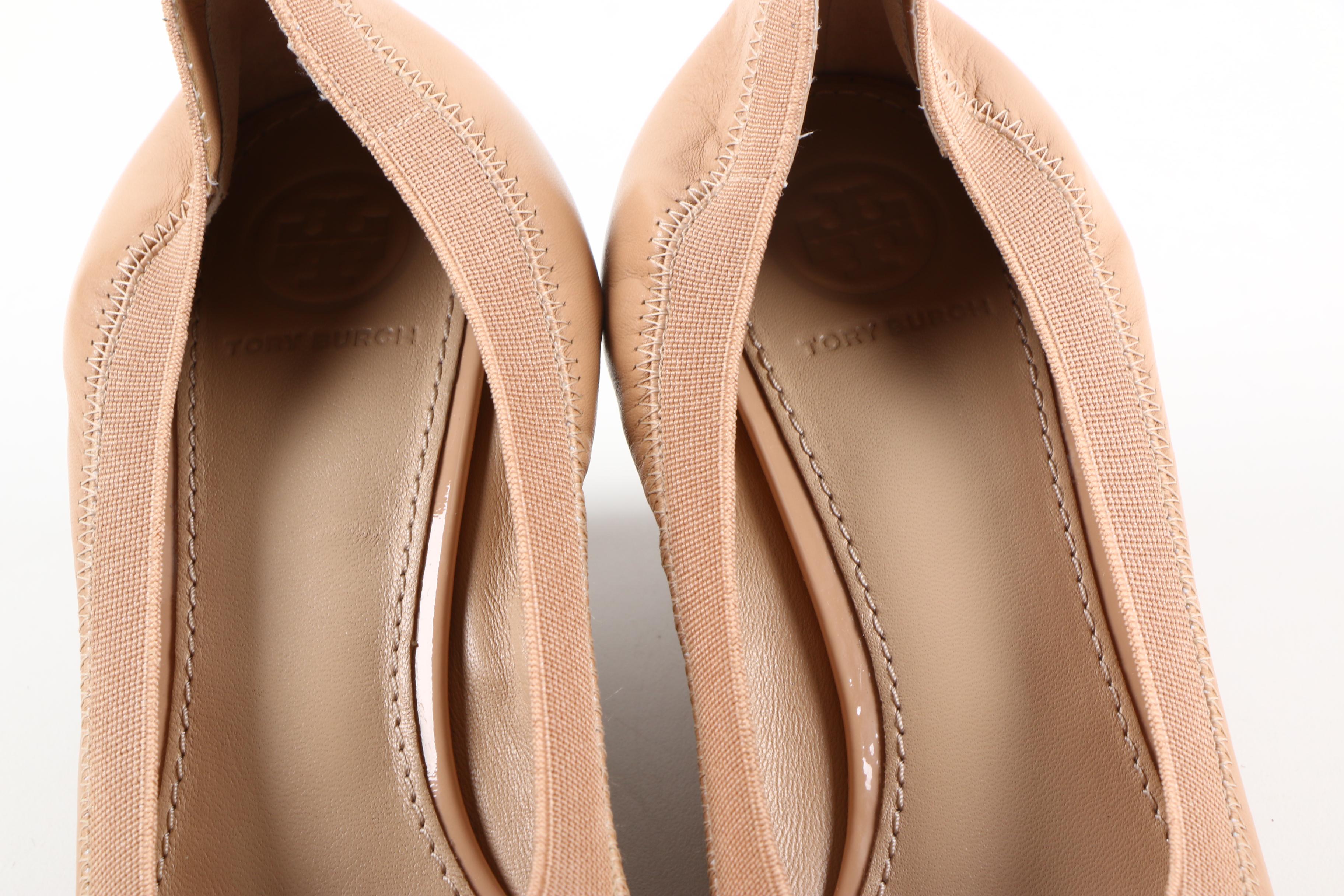 Tory Burch Jolie Beige Leather Wedges