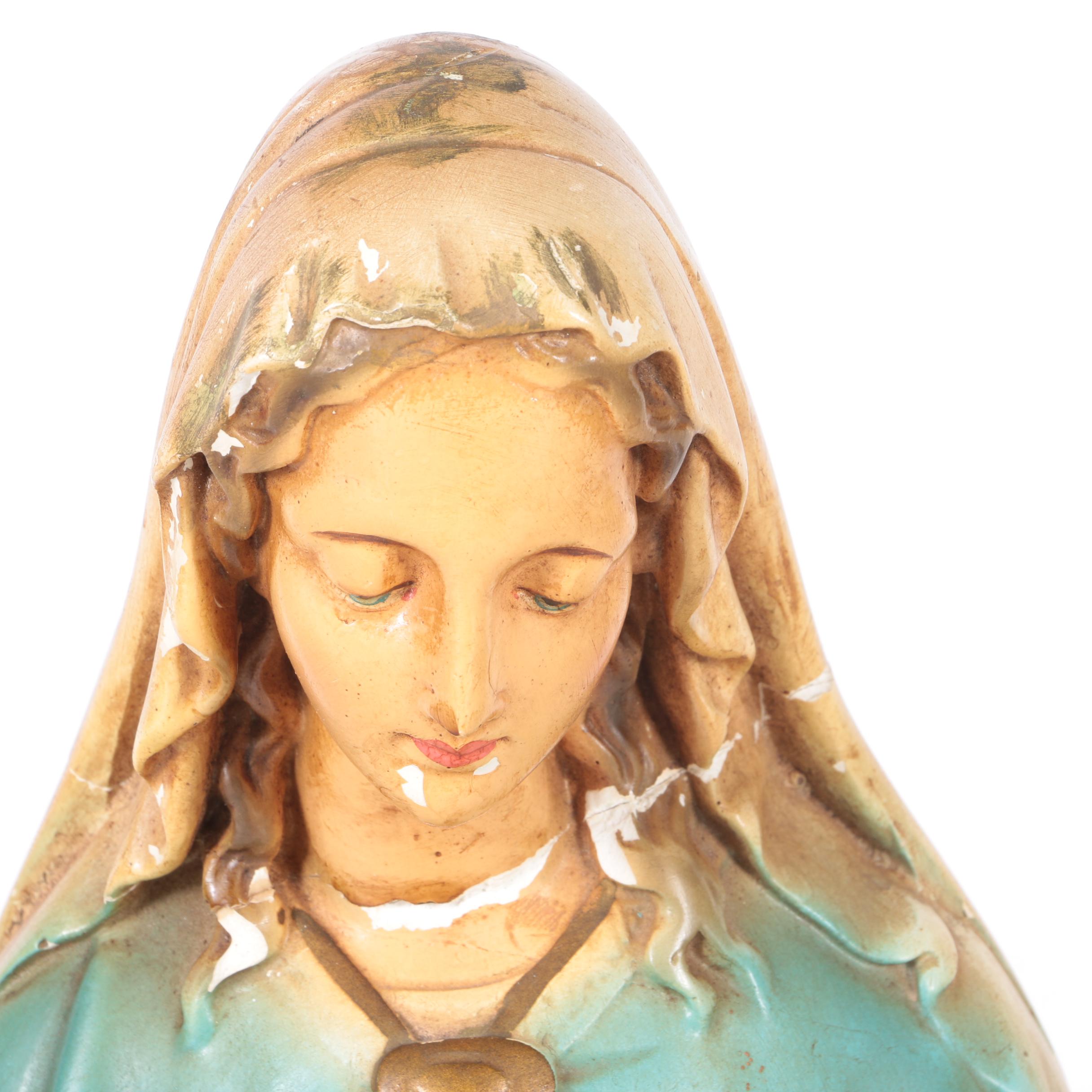Vintage Chalkware Virgin Mary Statue