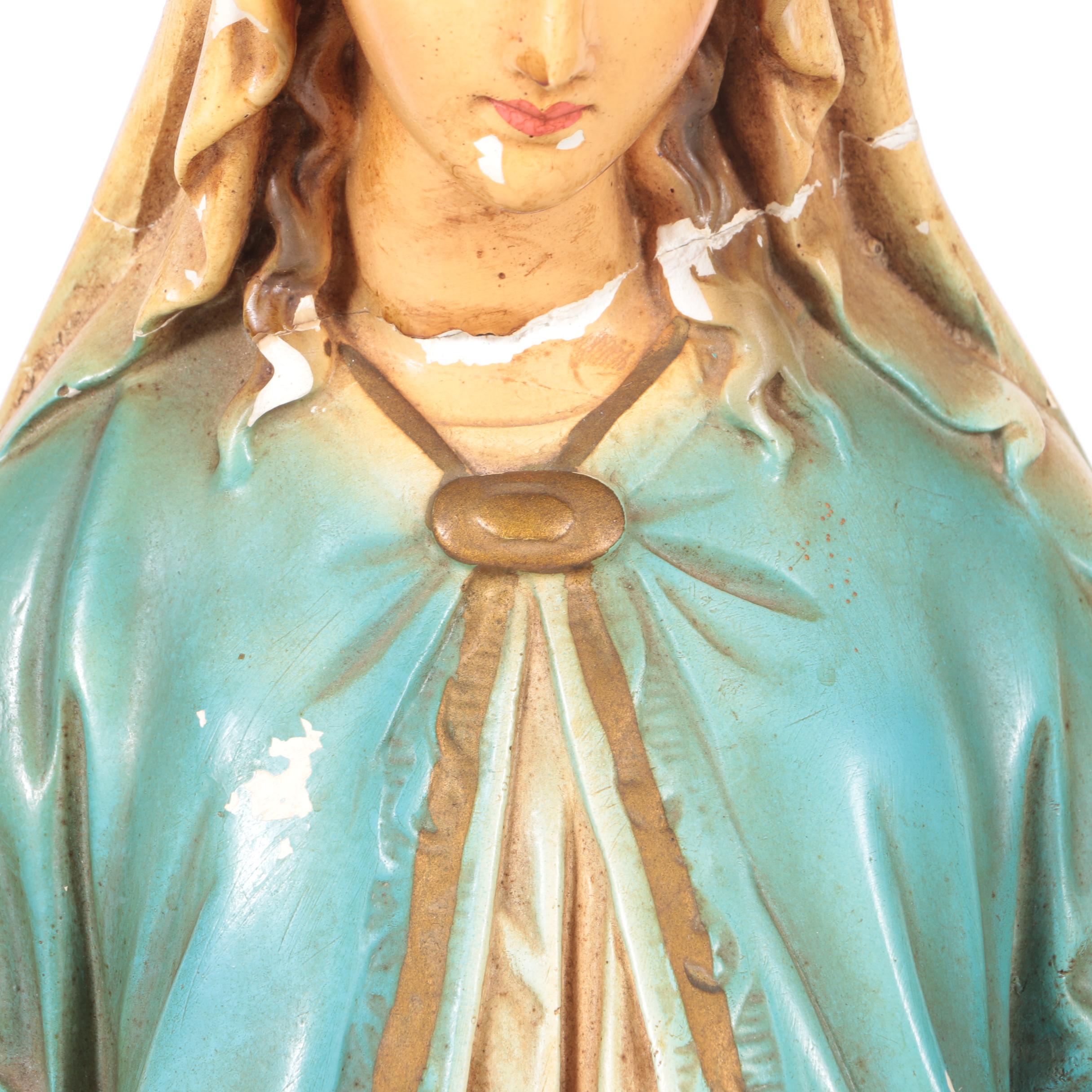 Vintage Chalkware Virgin Mary Statue