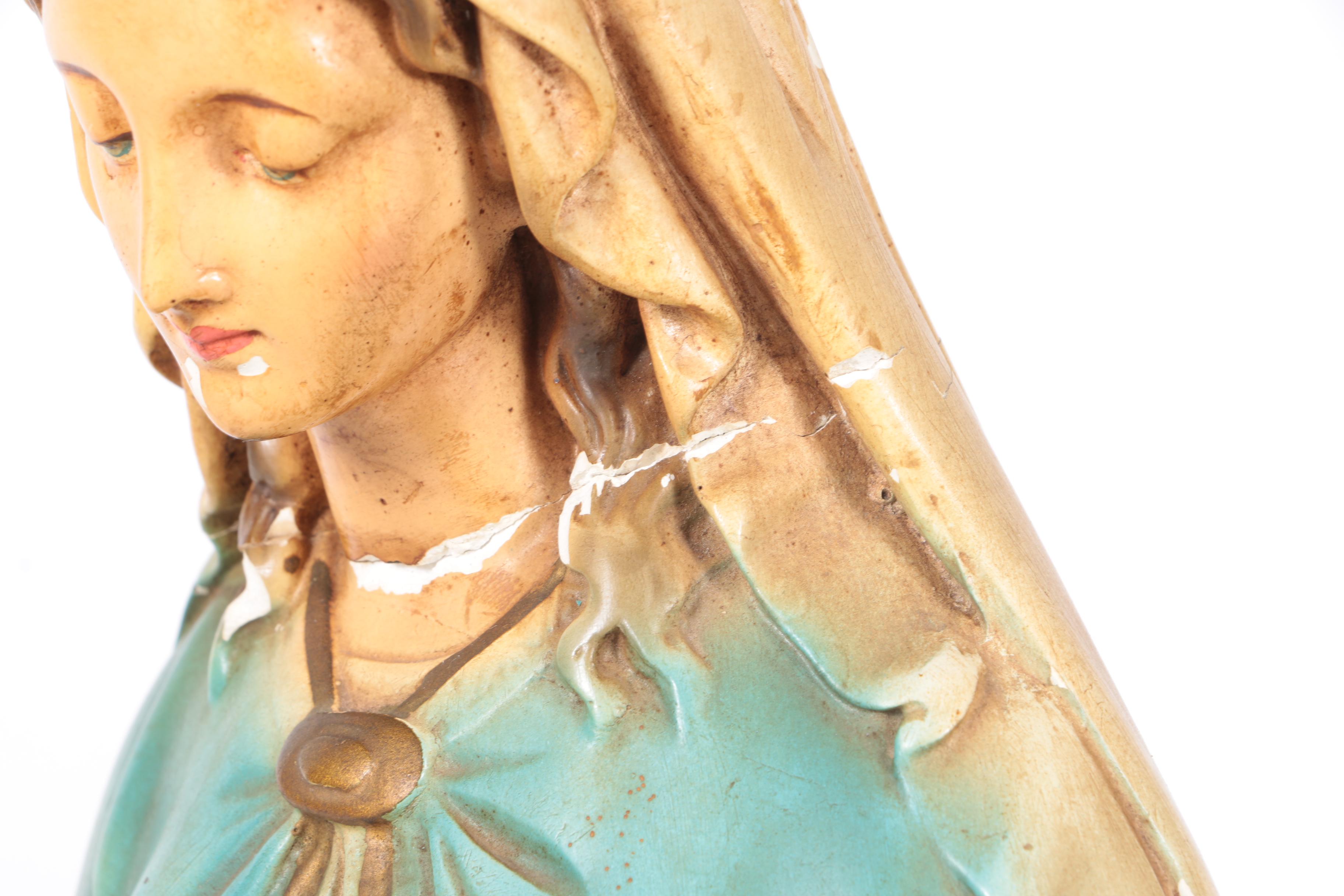 Vintage Chalkware Virgin Mary Statue