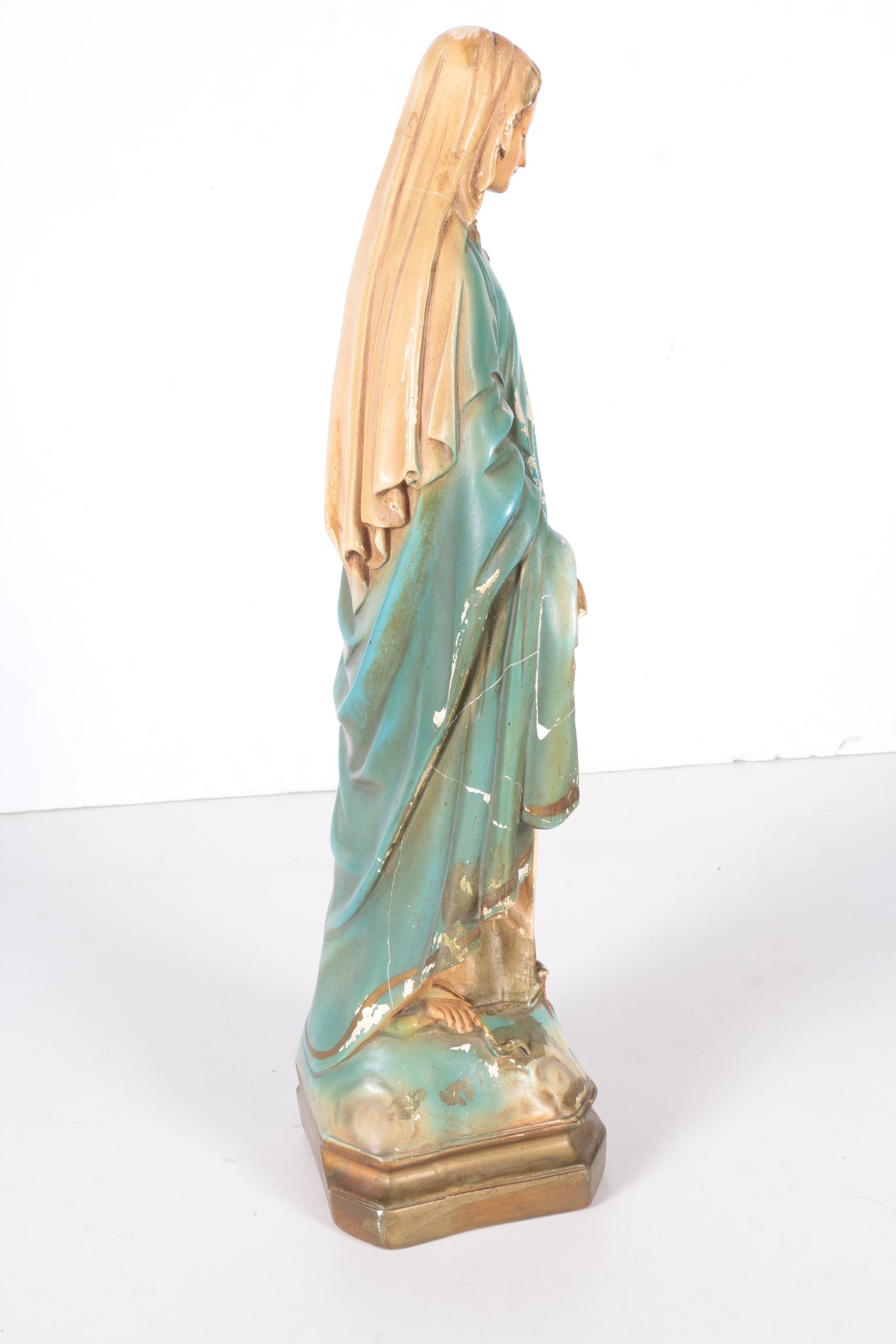 Vintage Chalkware Virgin Mary Statue