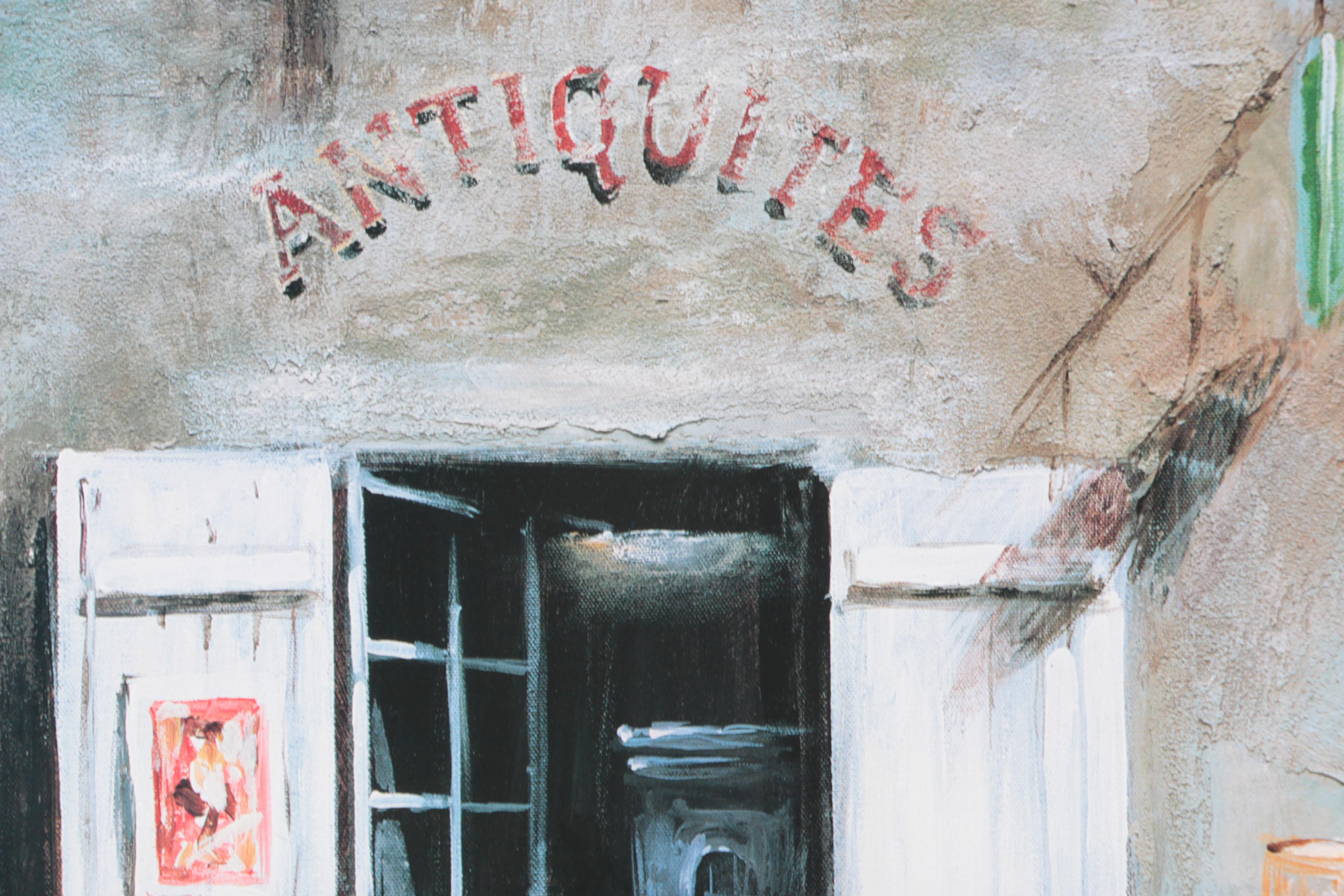 Offset Lithograph on Board After Mark St. John City Street Scene