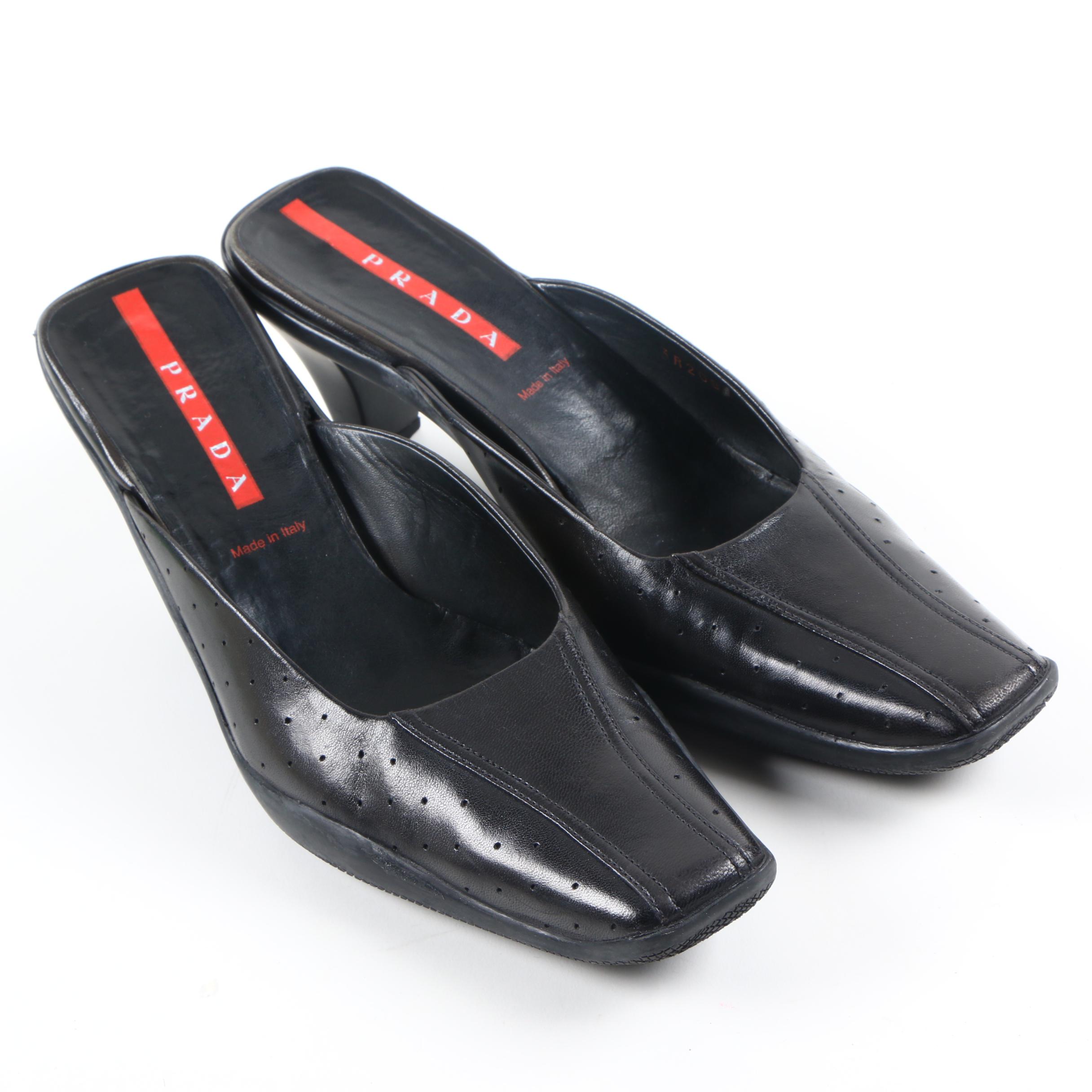 Prada Black Leather Heels