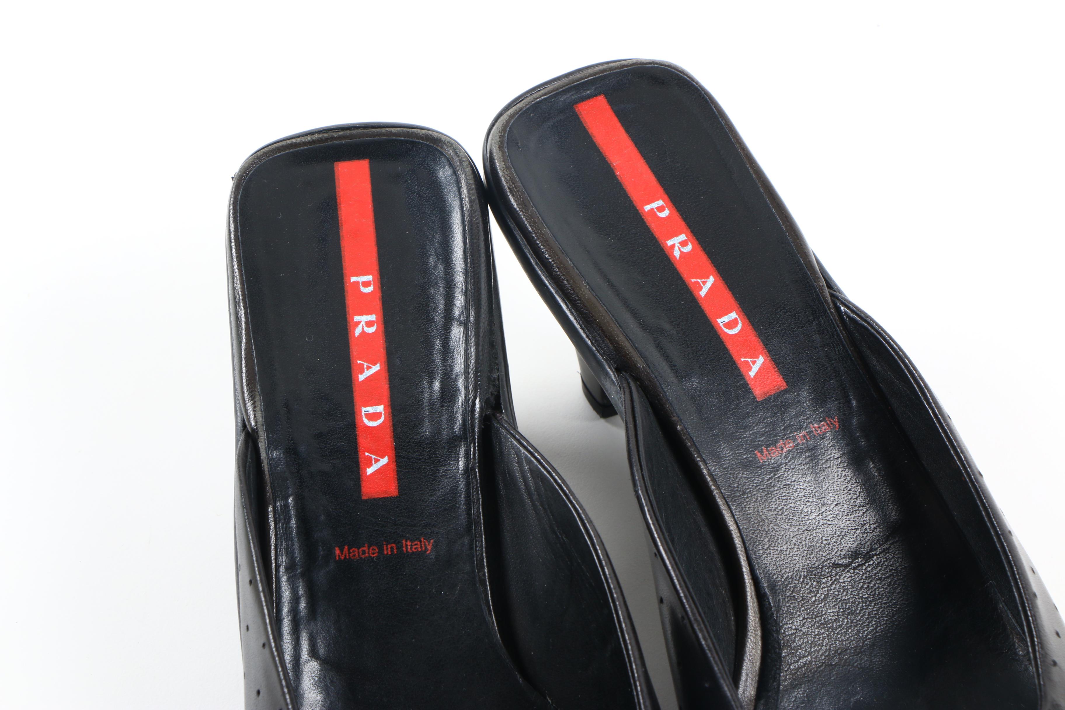 Prada Black Leather Heels