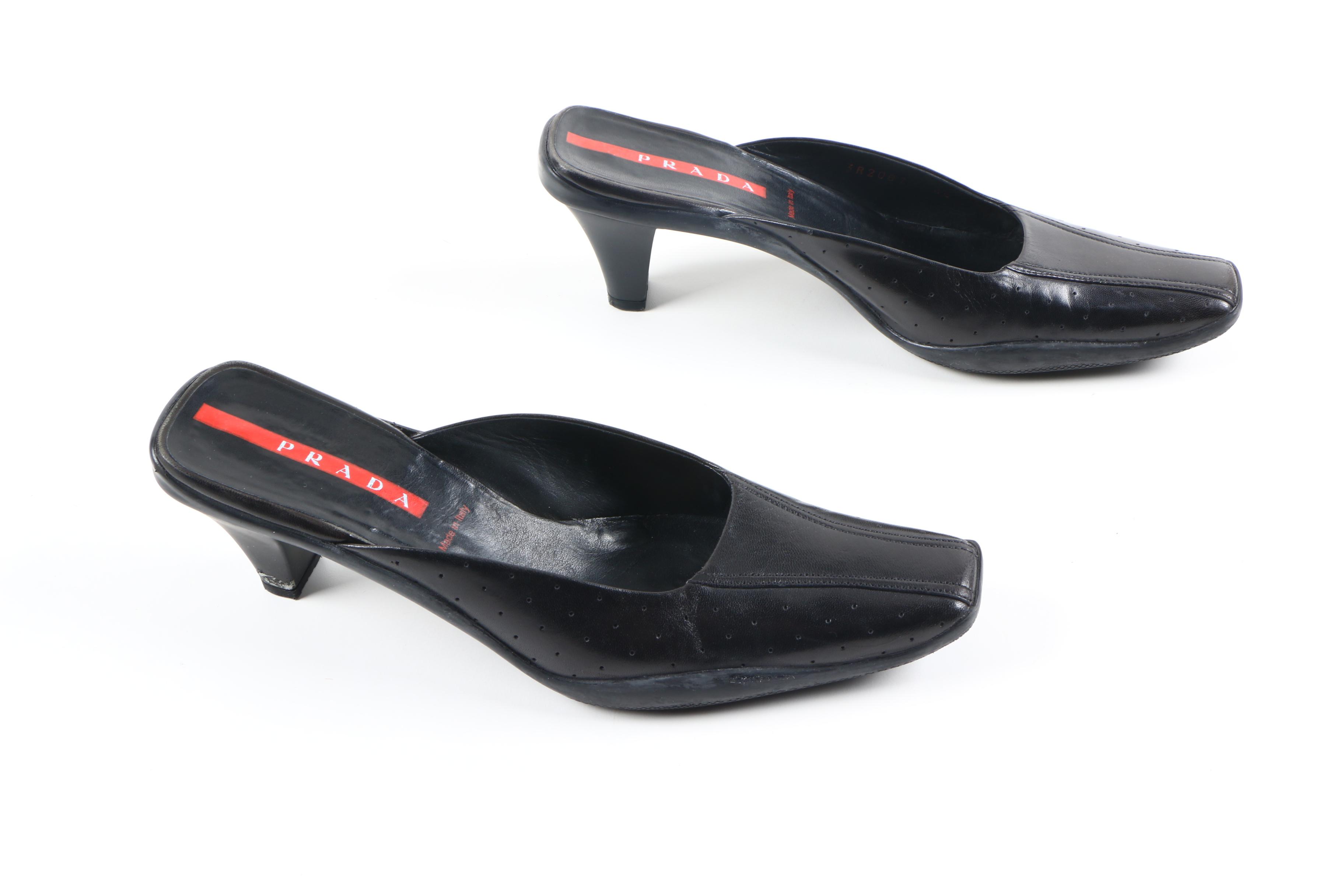 Prada Black Leather Heels