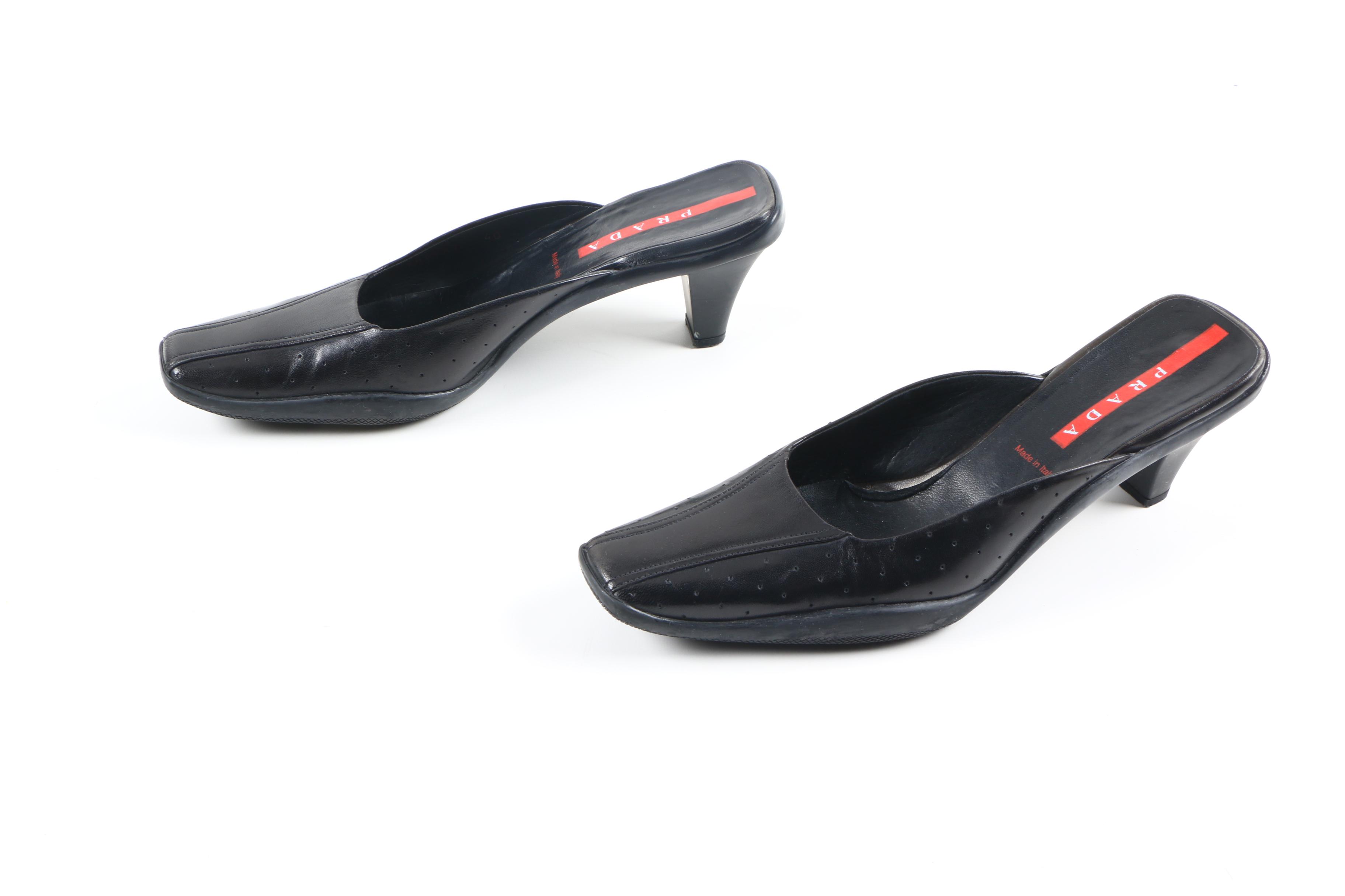 Prada Black Leather Heels