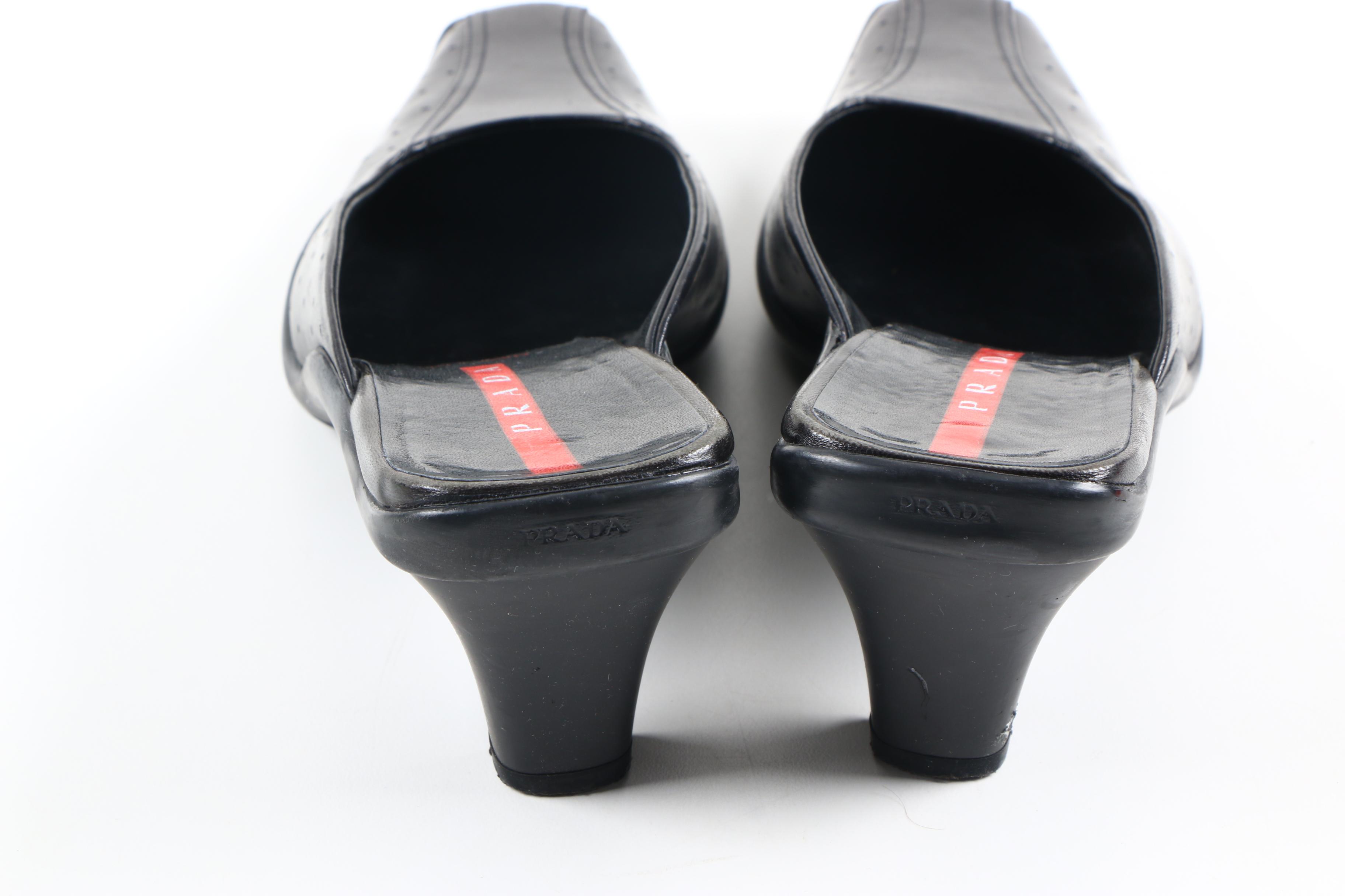 Prada Black Leather Heels