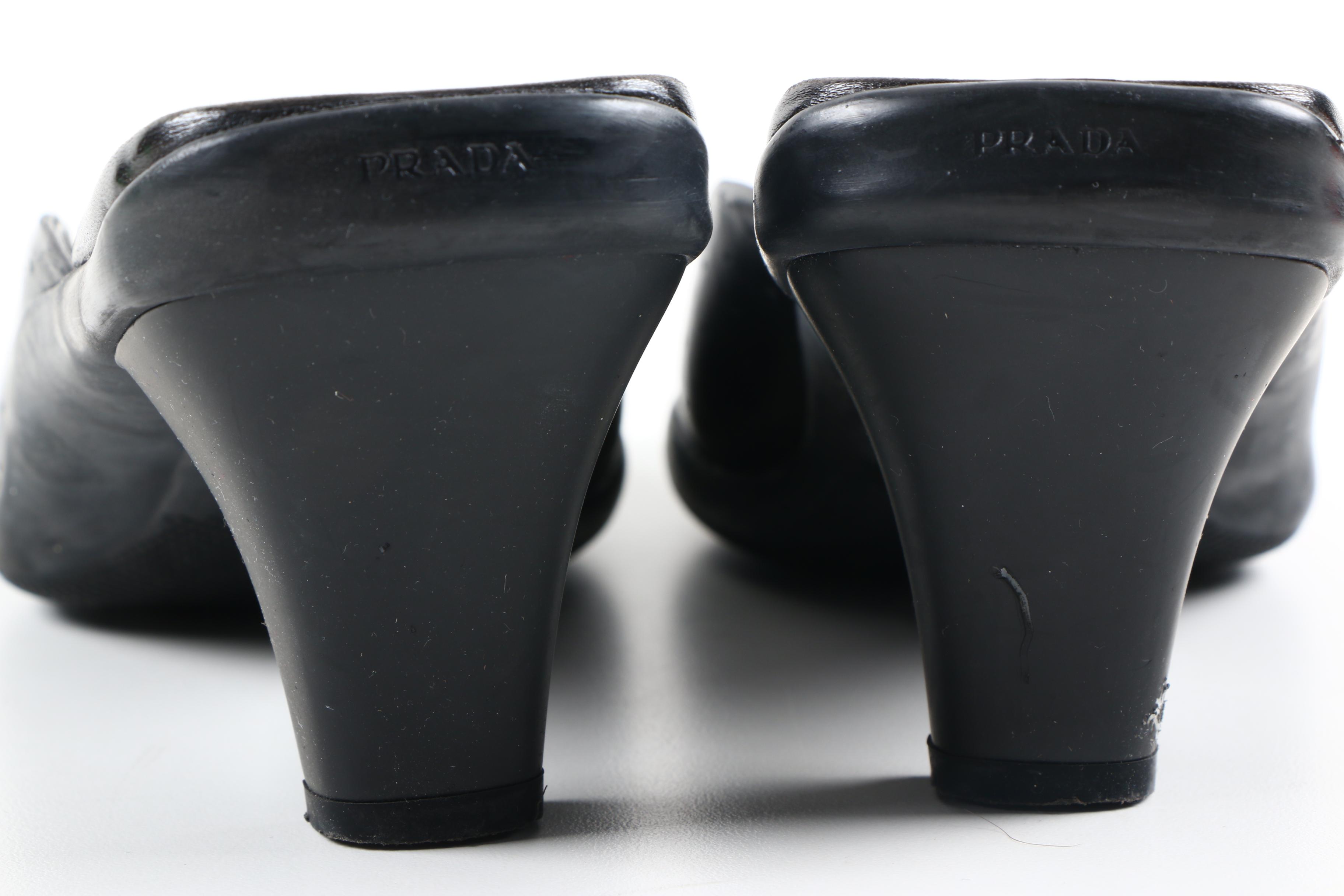 Prada Black Leather Heels