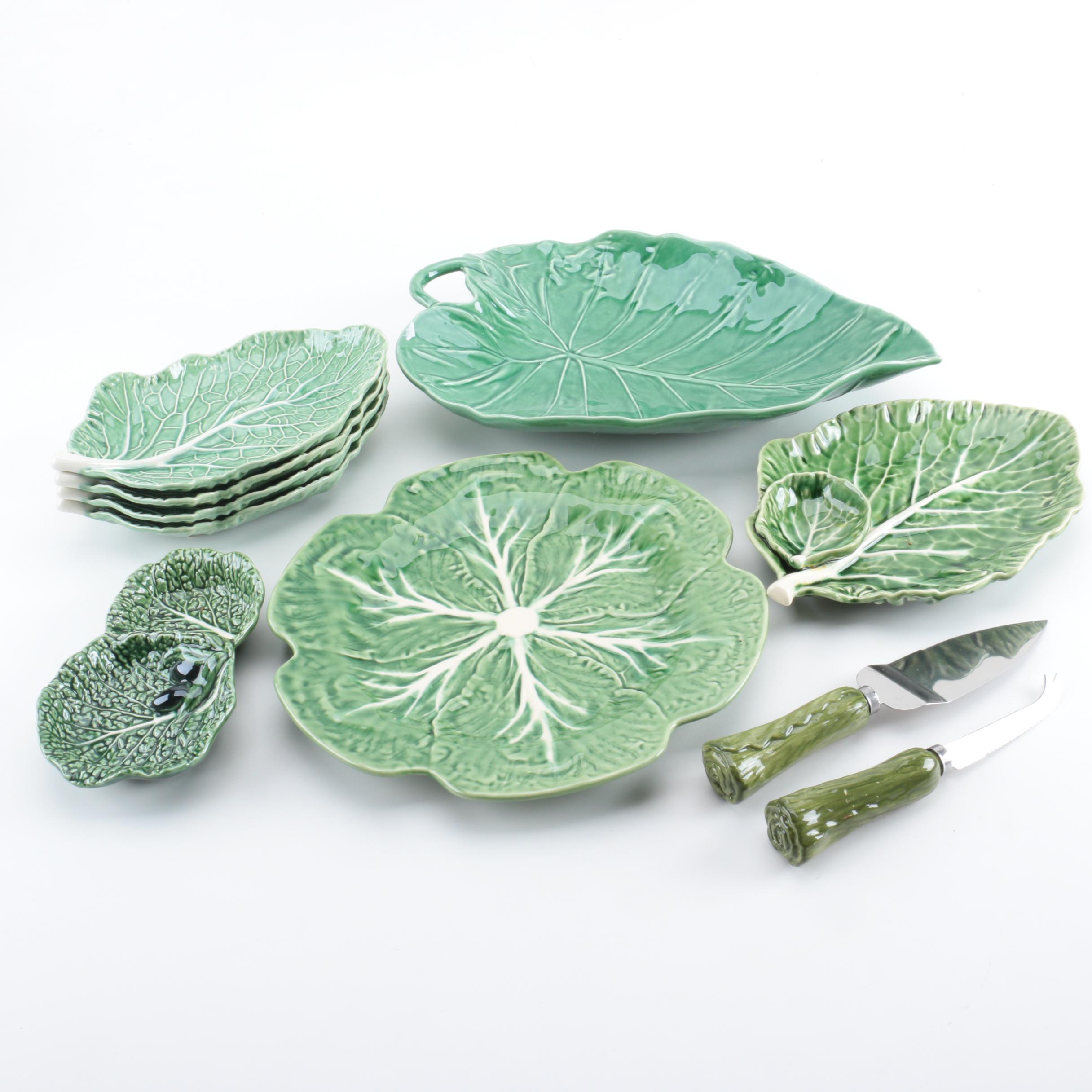 Bordallo Pinheiro Majolica Cabbage Leaf Dinnerware