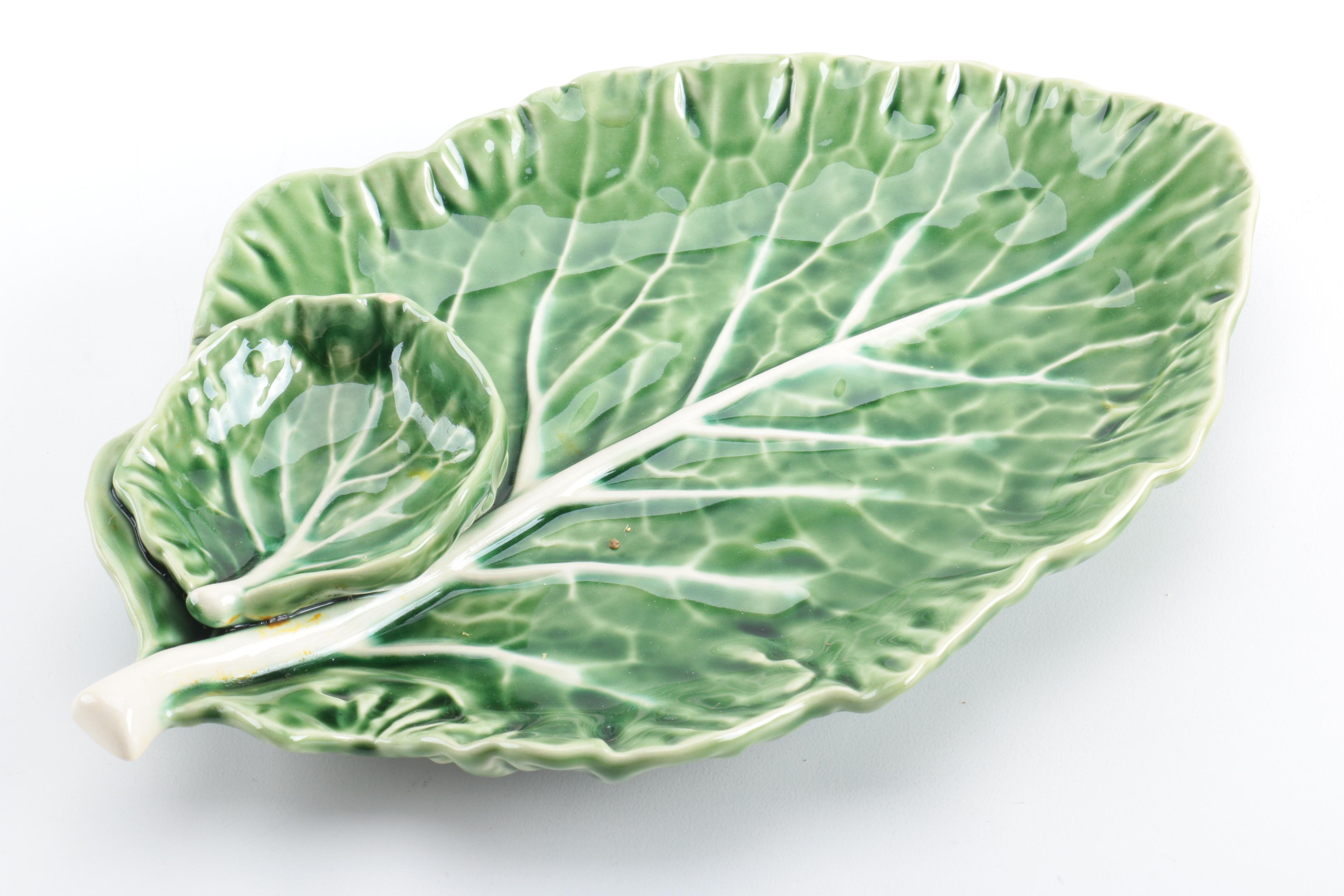 Bordallo Pinheiro Majolica Cabbage Leaf Dinnerware