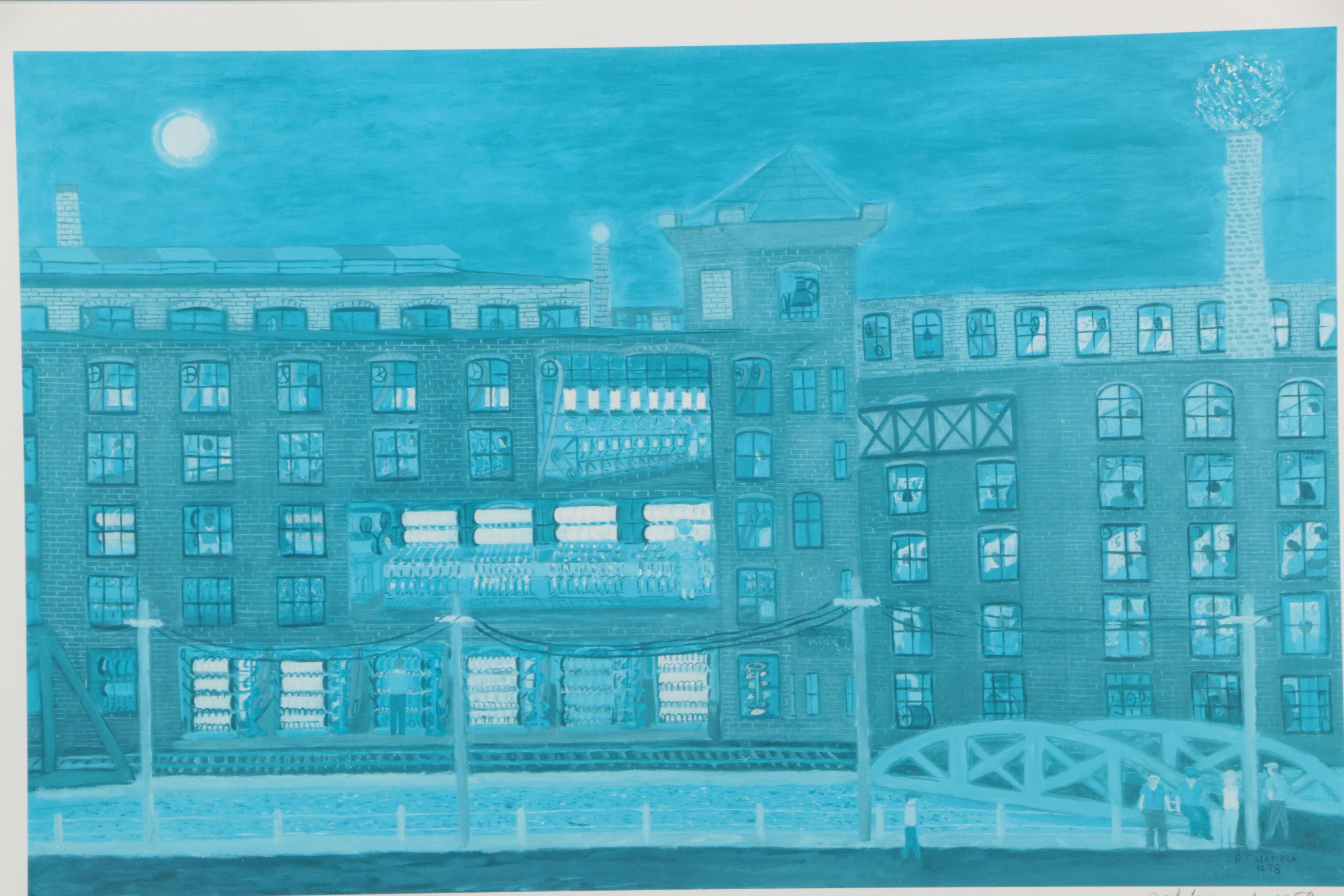 Ralph Fasanella Limited Edition Offset Lithograph "Working the Night Shift"