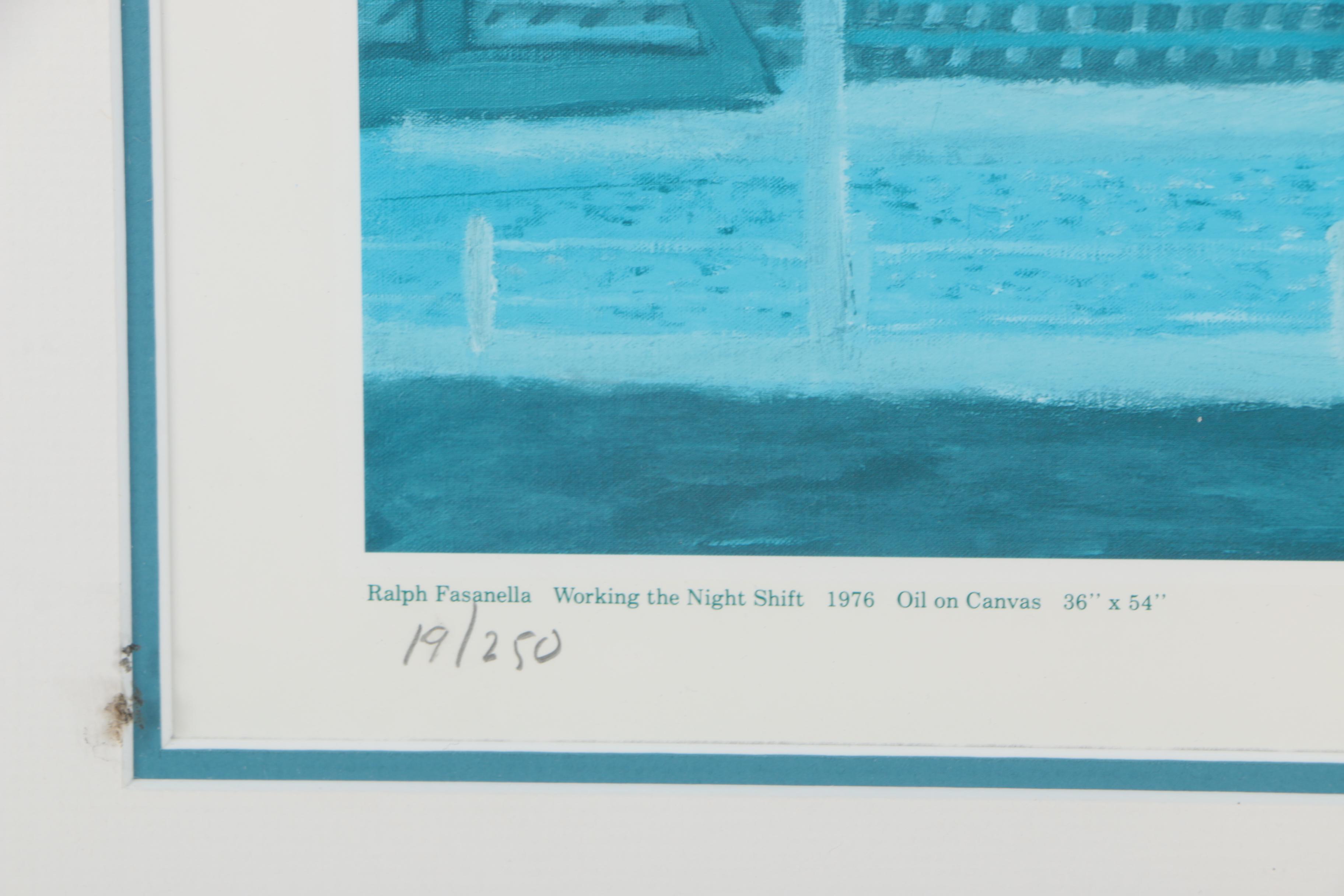 Ralph Fasanella Limited Edition Offset Lithograph "Working the Night Shift"