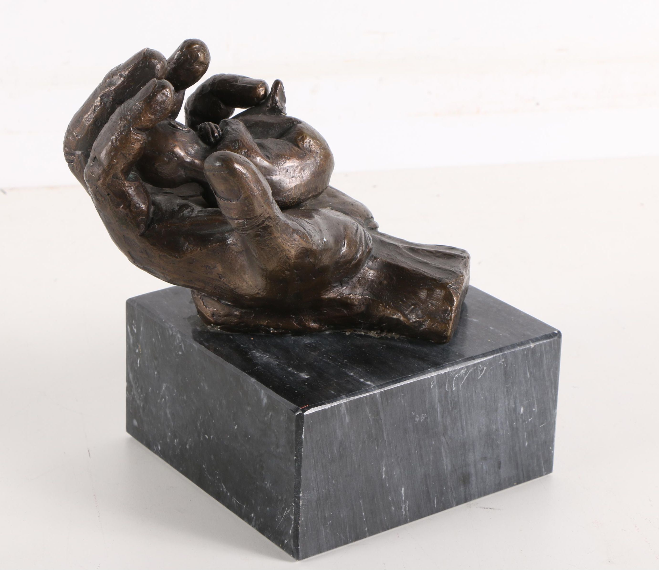 Mitchell Bronze Sculpture on Marble Base "In God's Hand"