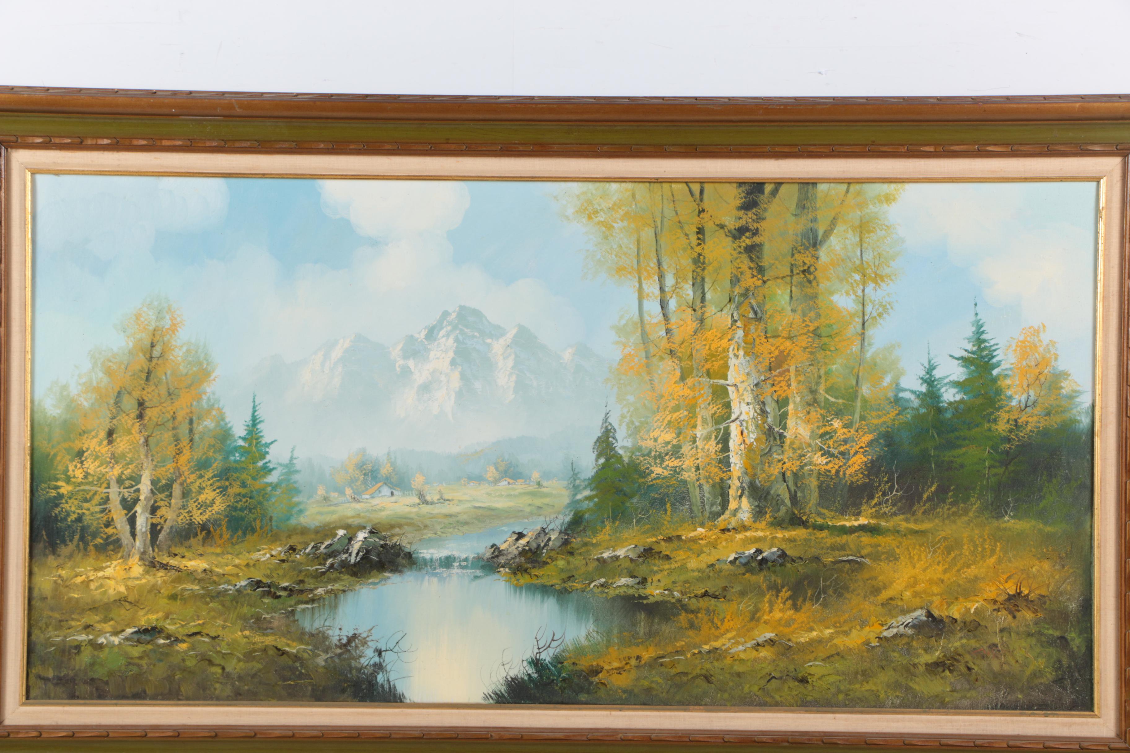 Oil Painting on Canvas of Mountain Landscape
