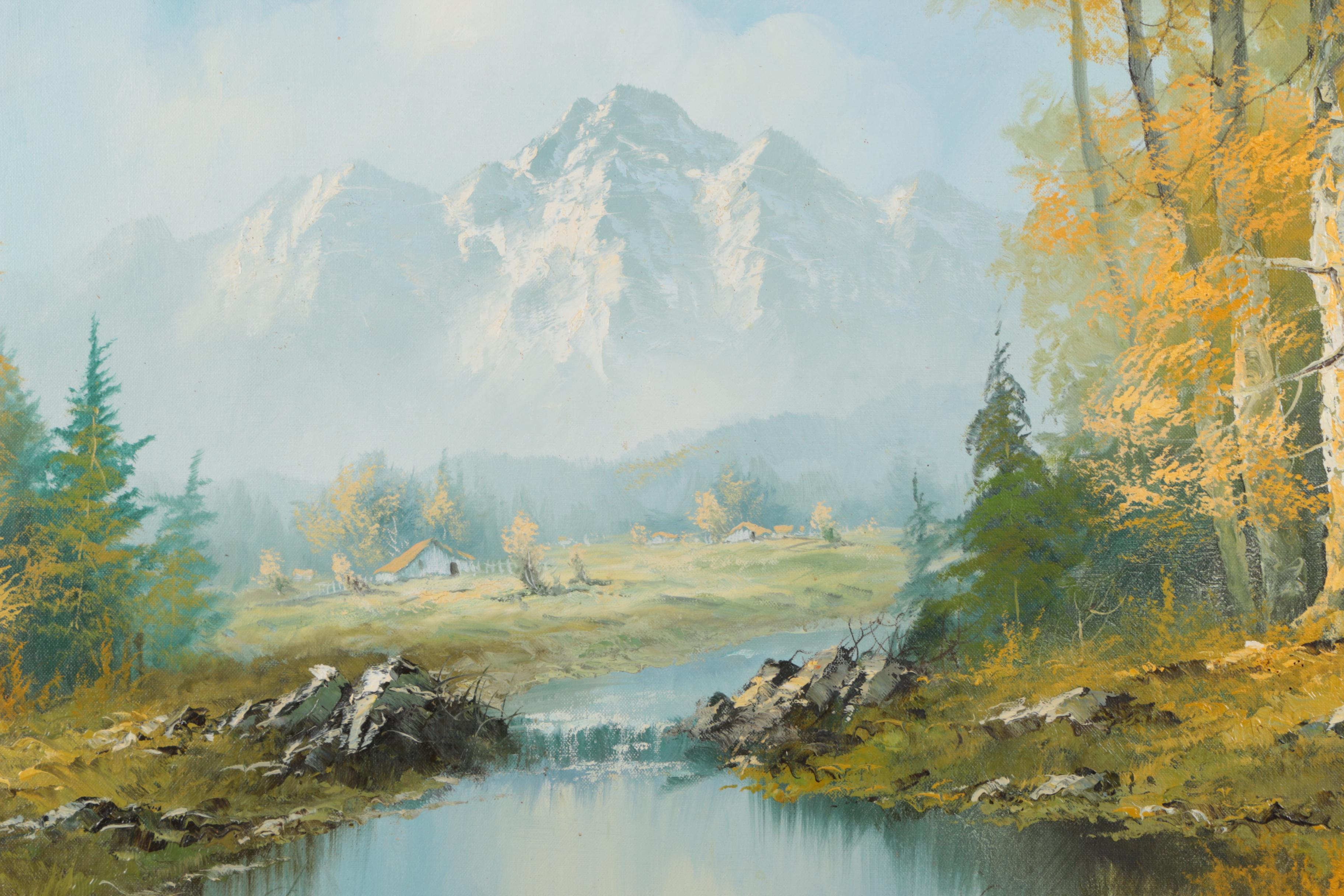 Oil Painting on Canvas of Mountain Landscape