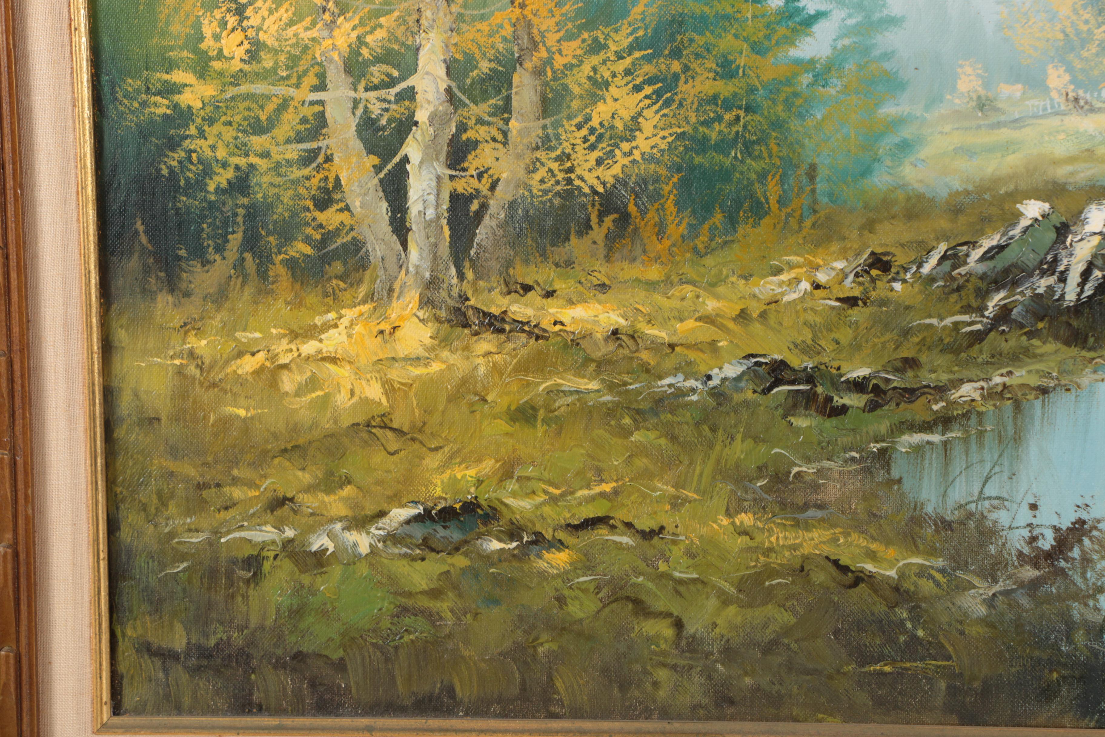 Oil Painting on Canvas of Mountain Landscape