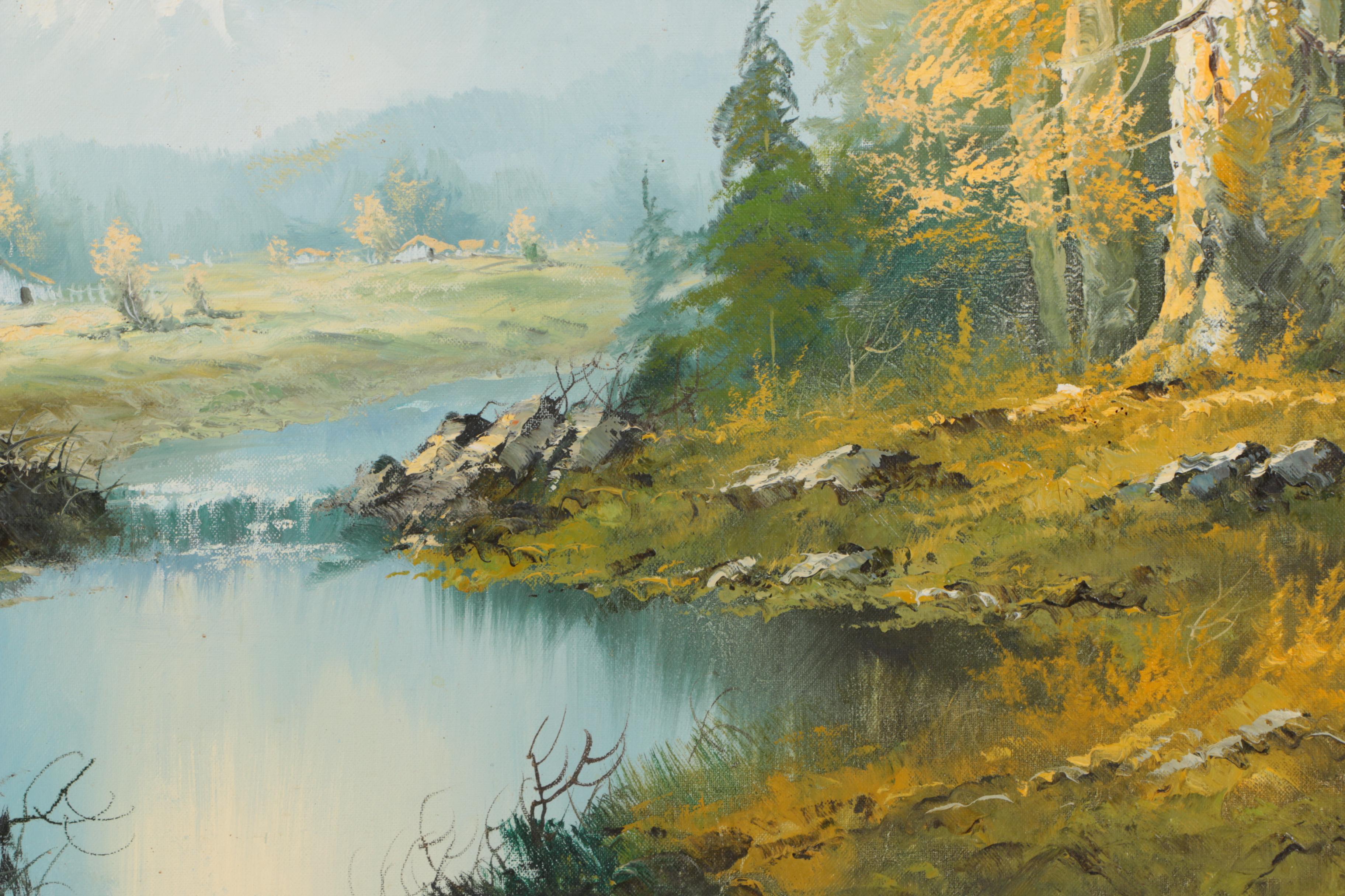 Oil Painting on Canvas of Mountain Landscape