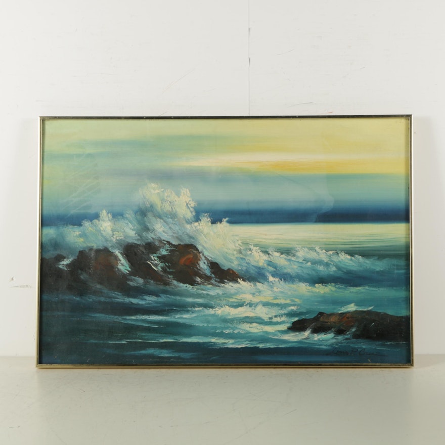 Lino P. Cruz Oil Painting on Canvas Seascape