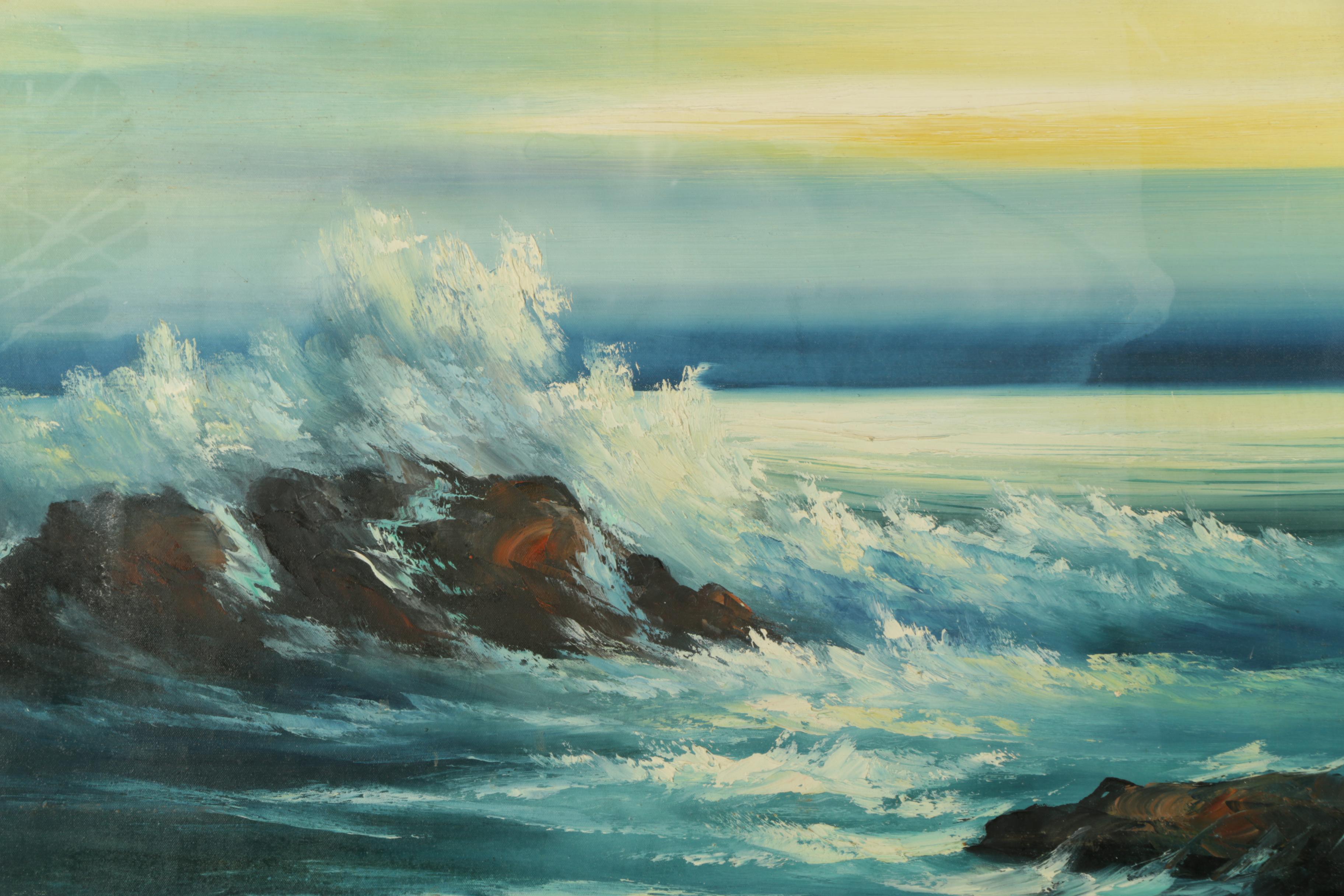 Lino P. Cruz Oil Painting on Canvas Seascape