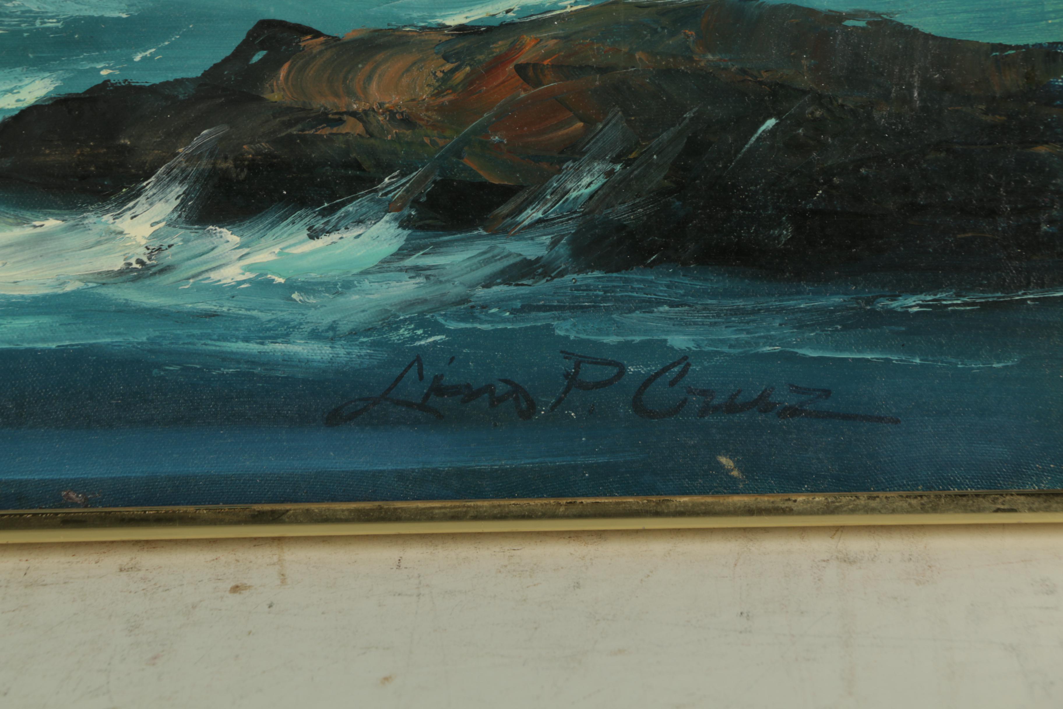 Lino P. Cruz Oil Painting on Canvas Seascape