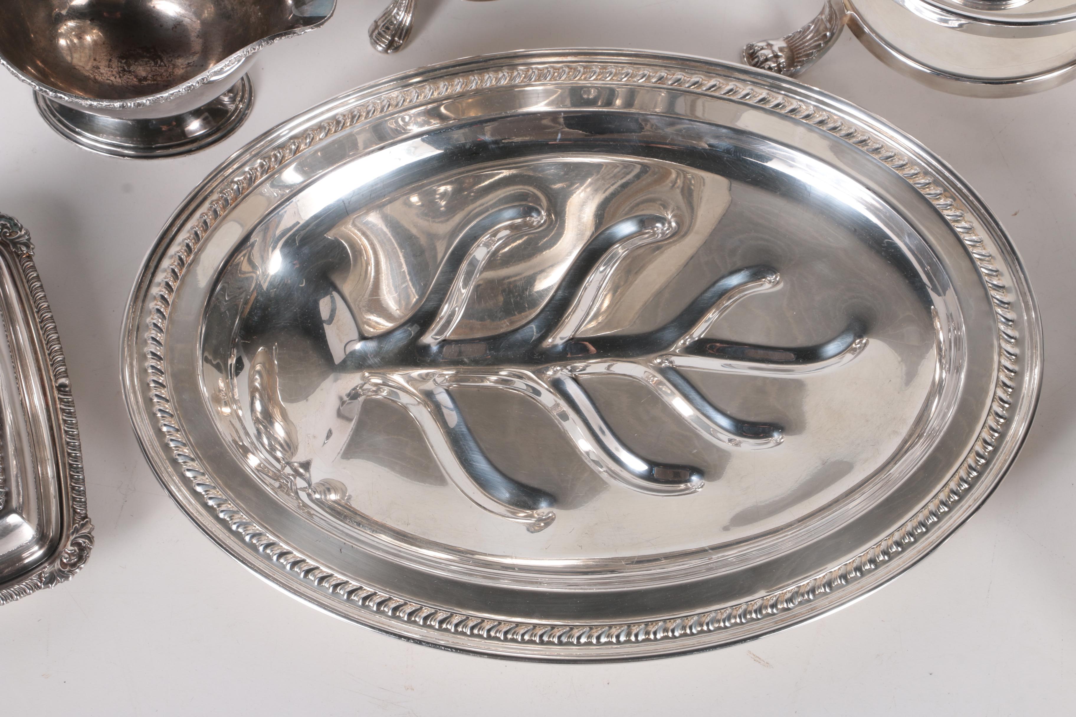 Wallace "Baroque" Silver Plate Covered Dish and Other Serveware
