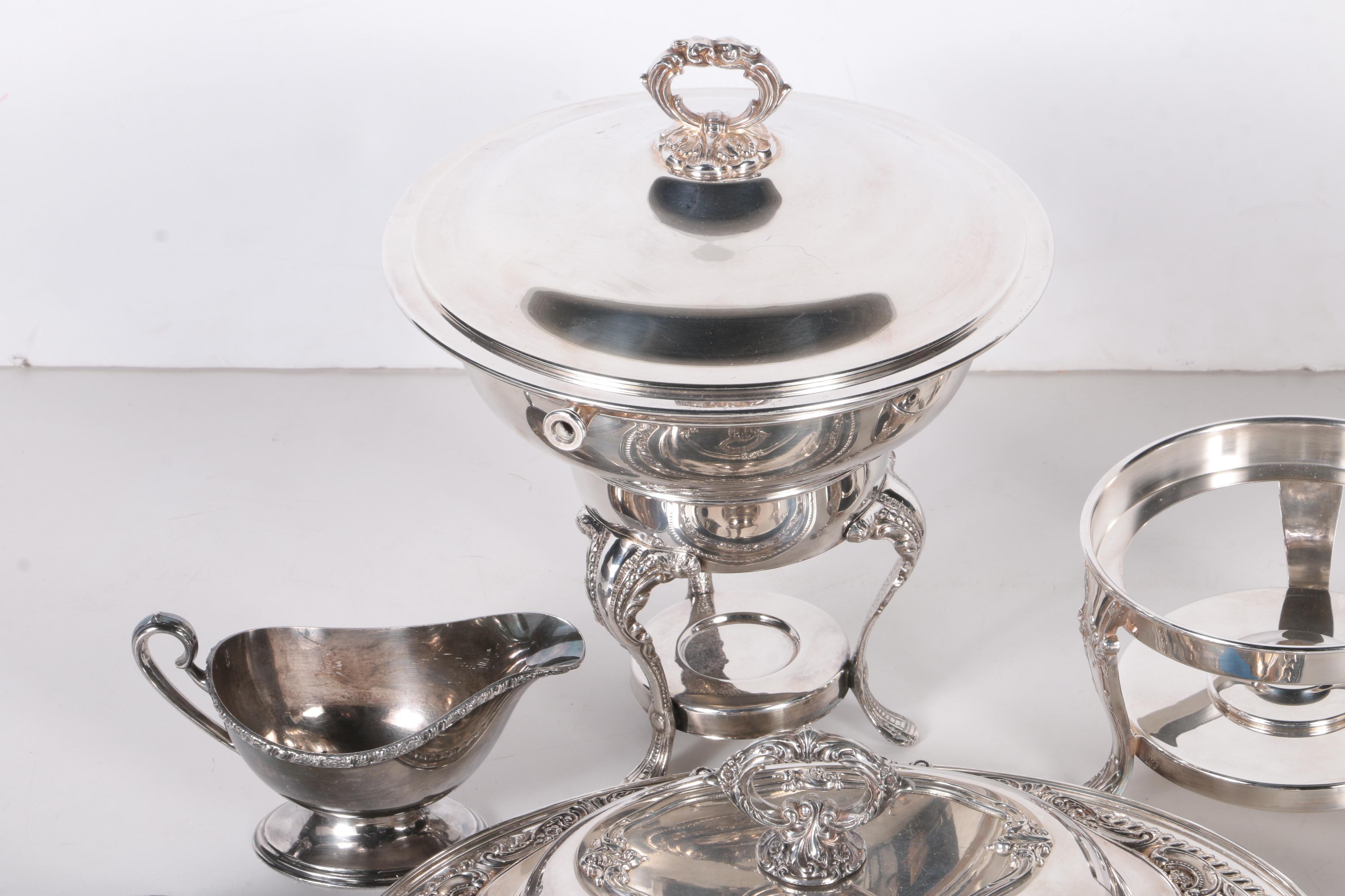 Wallace "Baroque" Silver Plate Covered Dish and Other Serveware