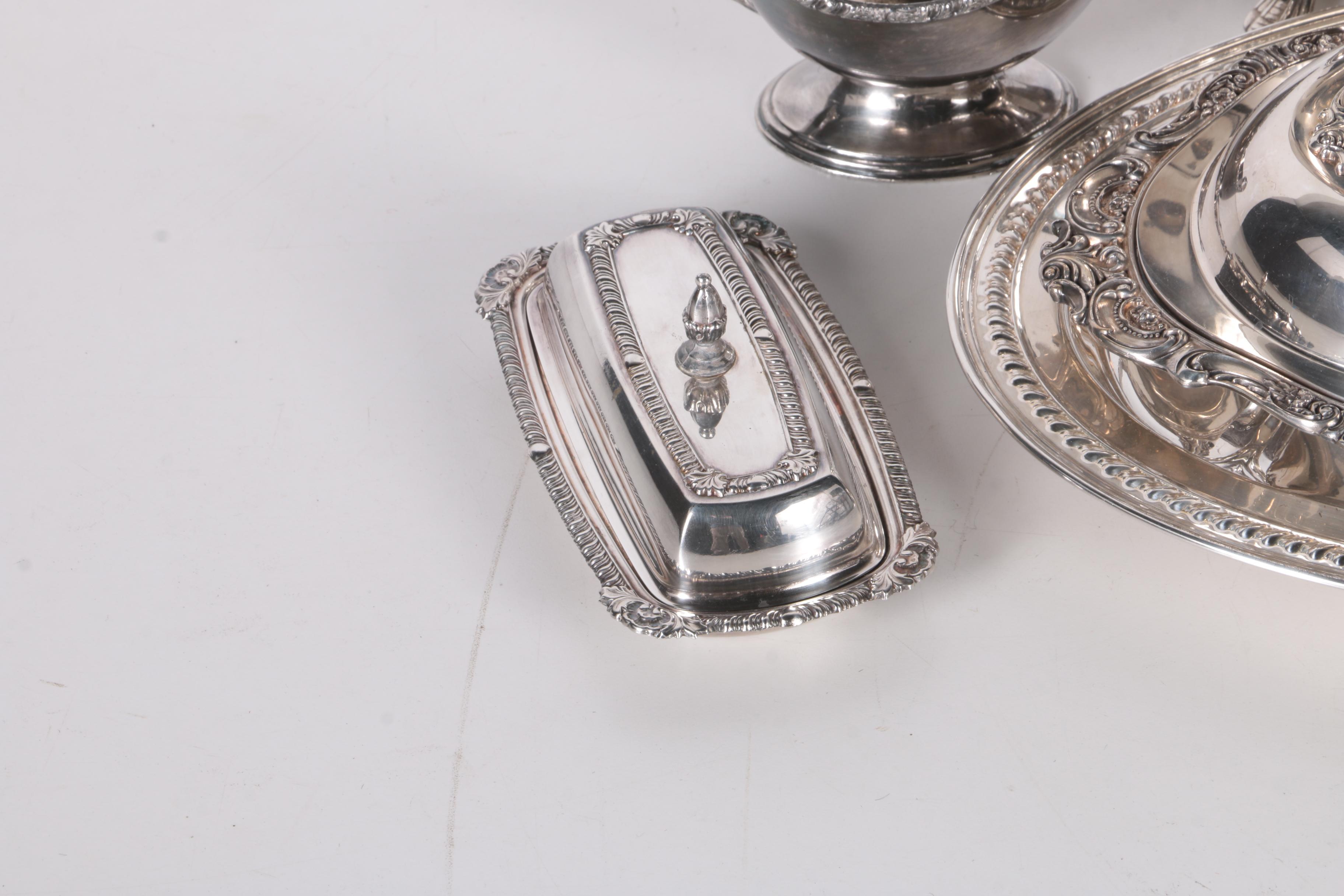 Wallace "Baroque" Silver Plate Covered Dish and Other Serveware