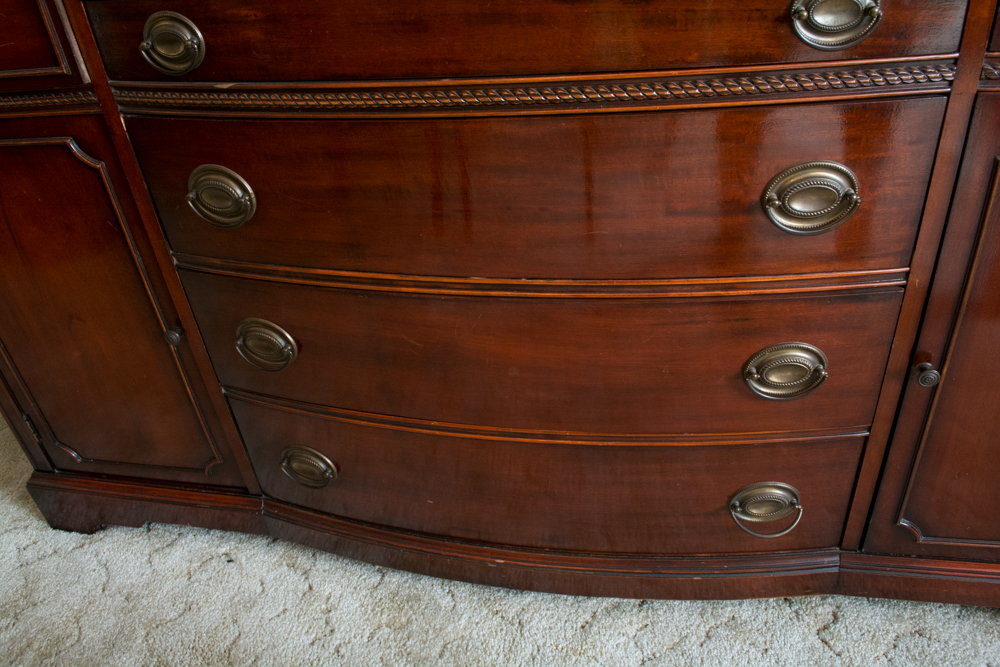 Vintage Duncan Phyfe Style Bow Front Buffet by Bernhardt Furniture