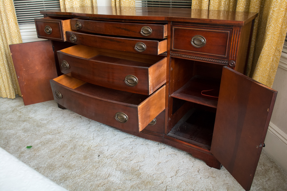 Vintage Duncan Phyfe Style Bow Front Buffet by Bernhardt Furniture