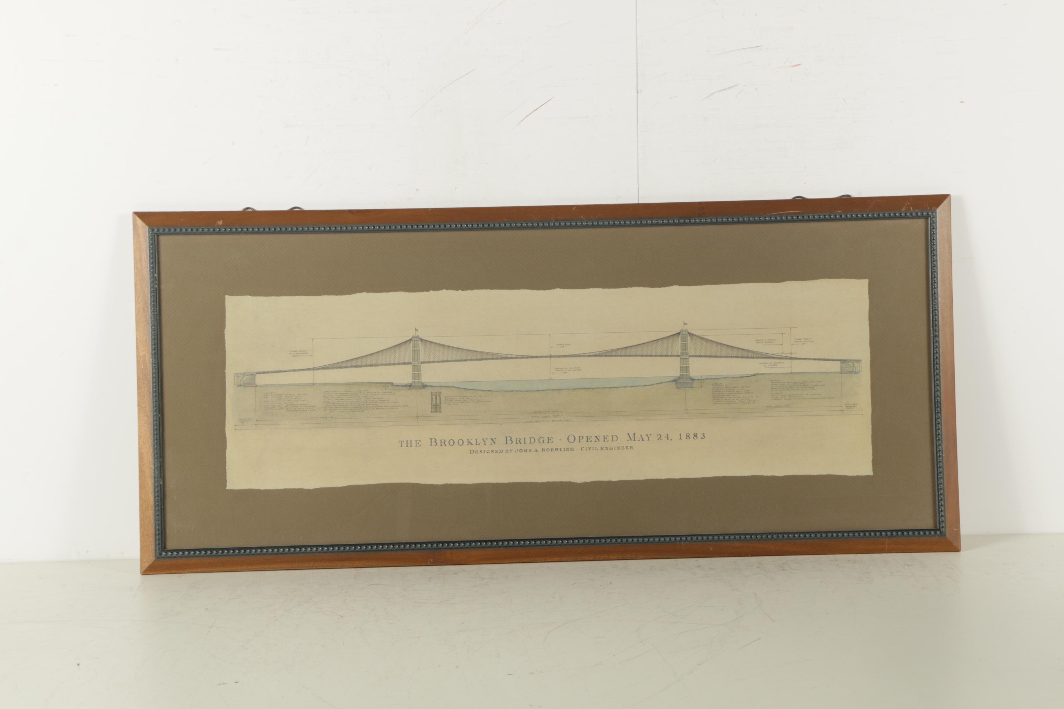Pair of Offset Lithographs on Paper of Famous Bridges