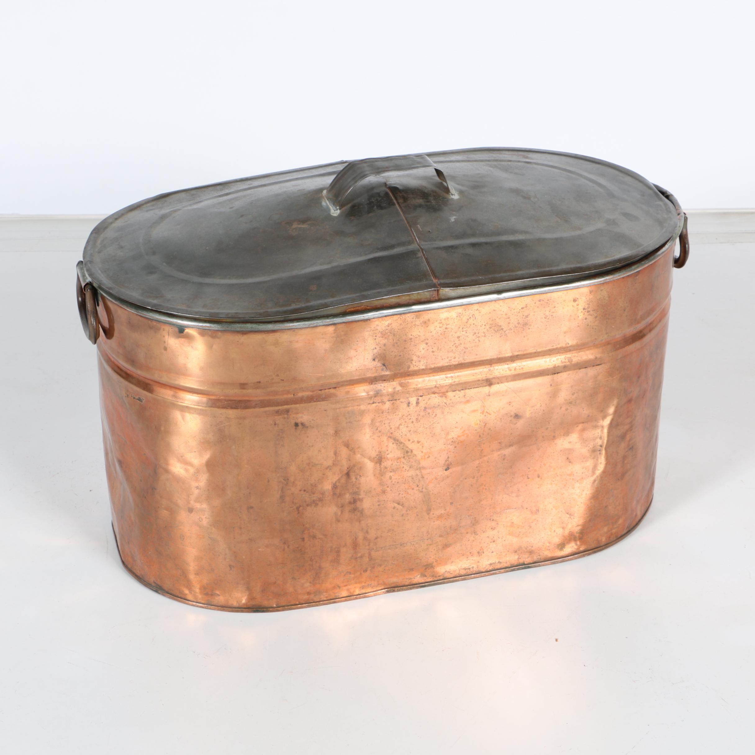 Metal and Copper Bin with Lid