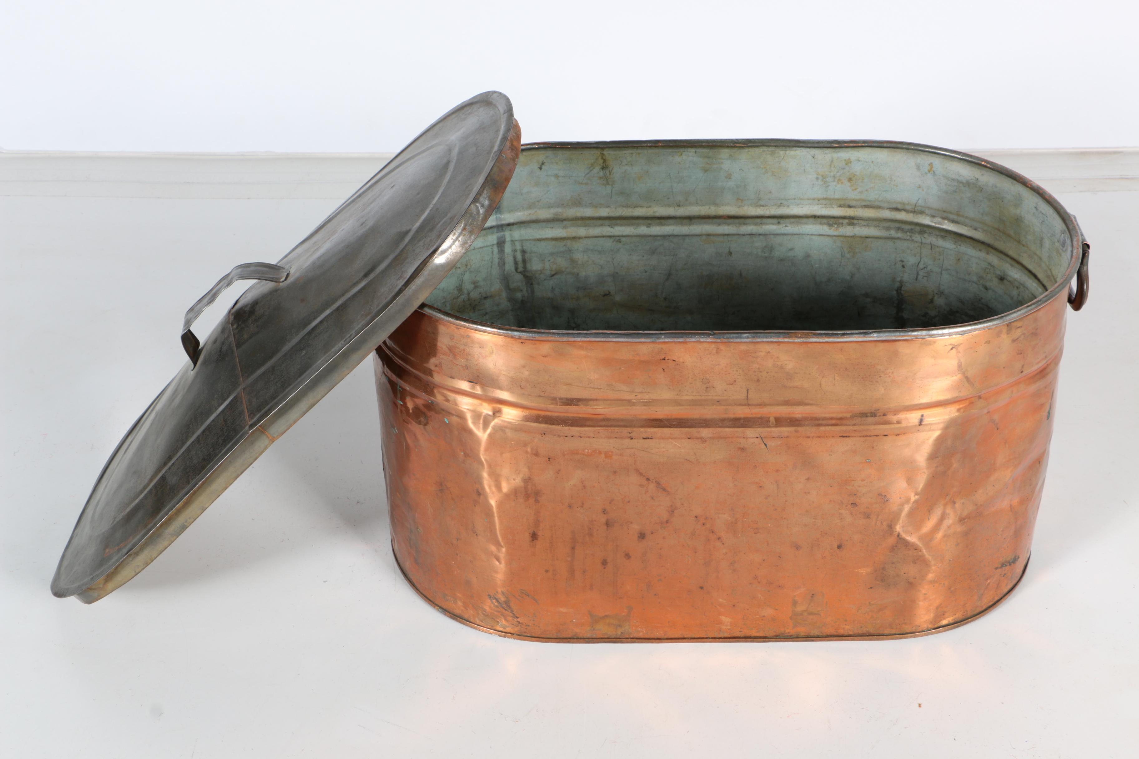 Metal and Copper Bin with Lid