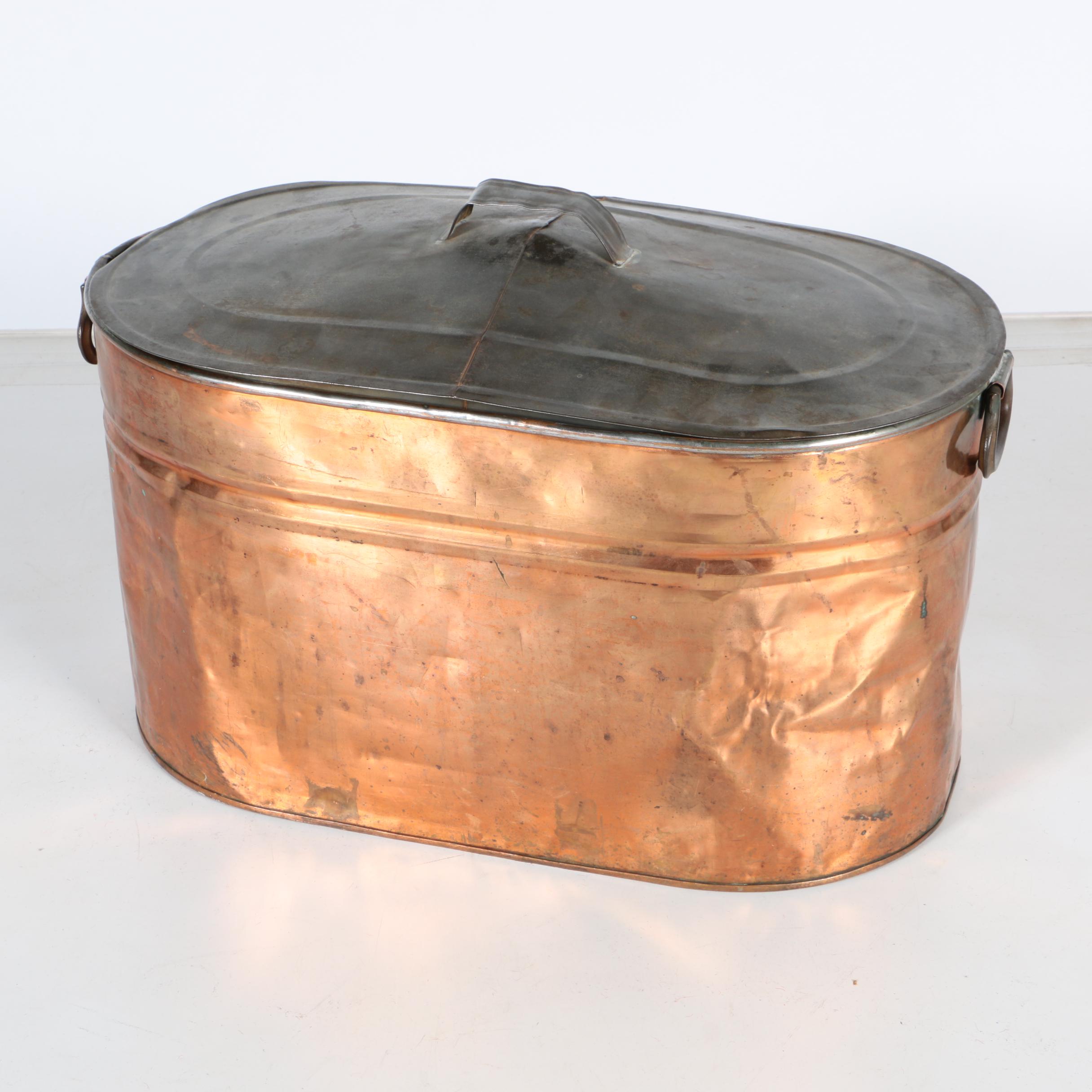 Metal and Copper Bin with Lid