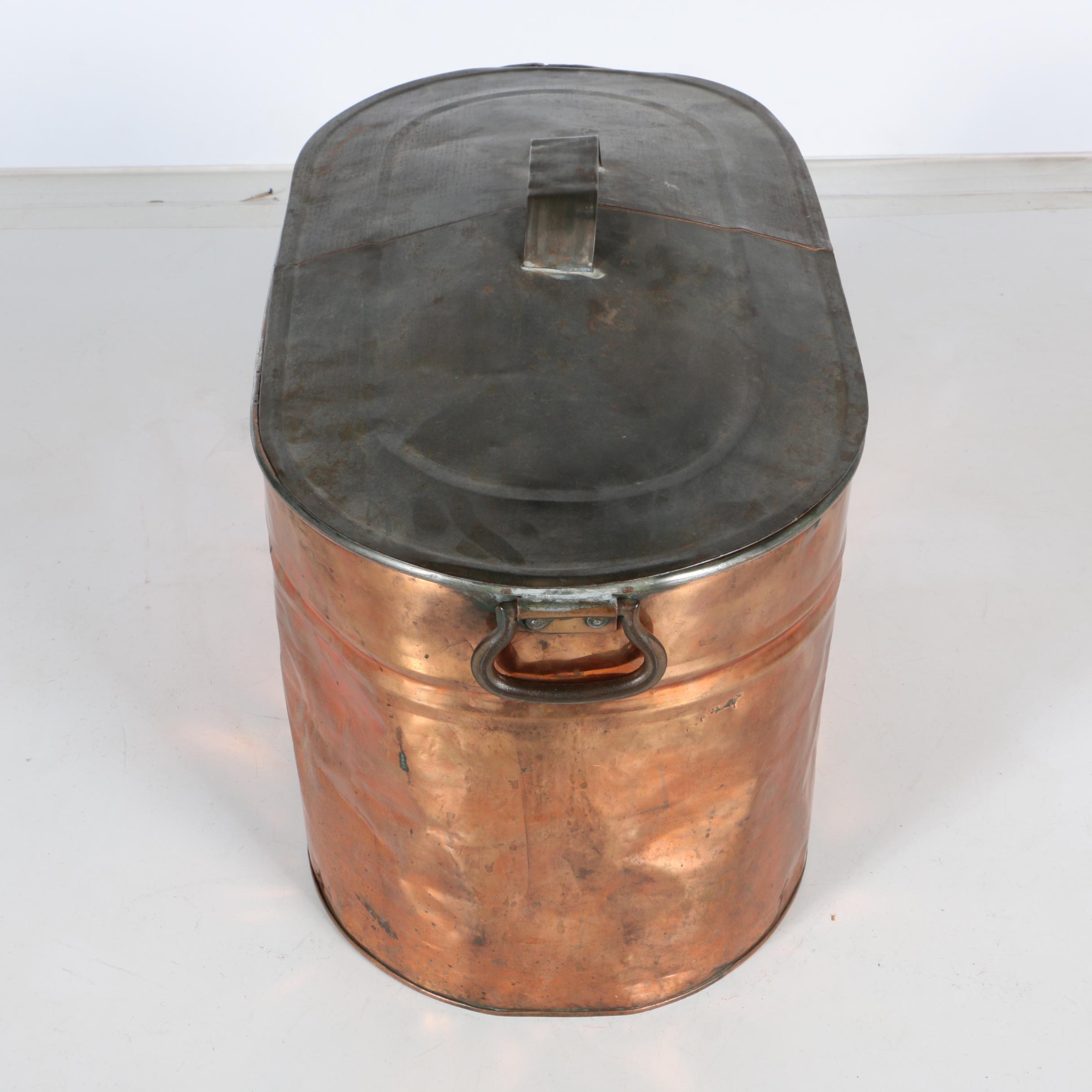 Metal and Copper Bin with Lid