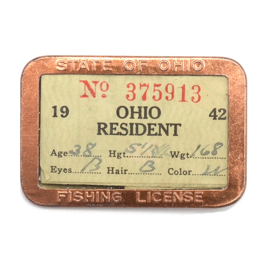 1942 Ohio Fishing License