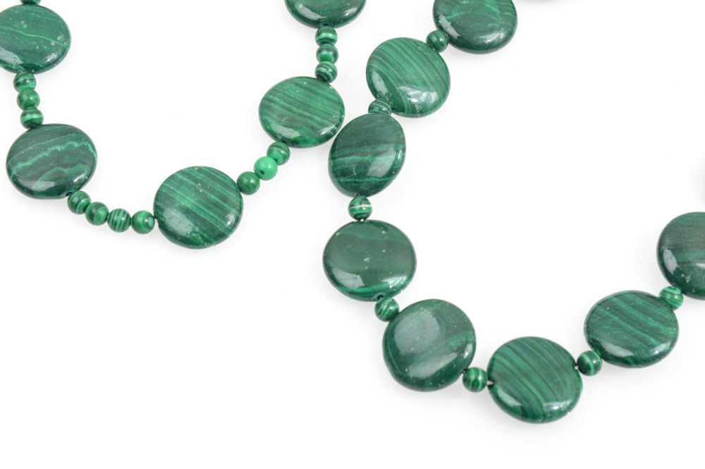 Malachite Beaded Necklace Pair