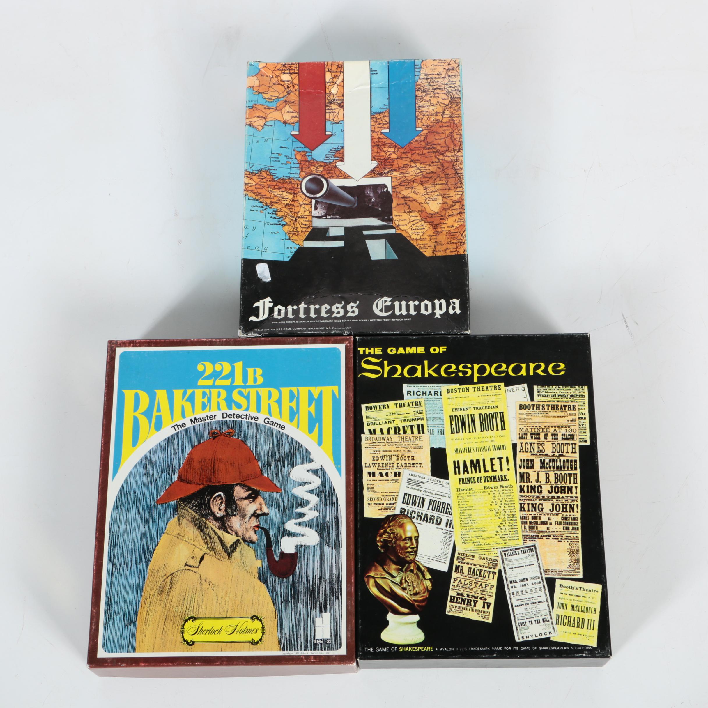 Games Including Avalon Hill "Fortress Europa" and "The Game of Shakespeare"
