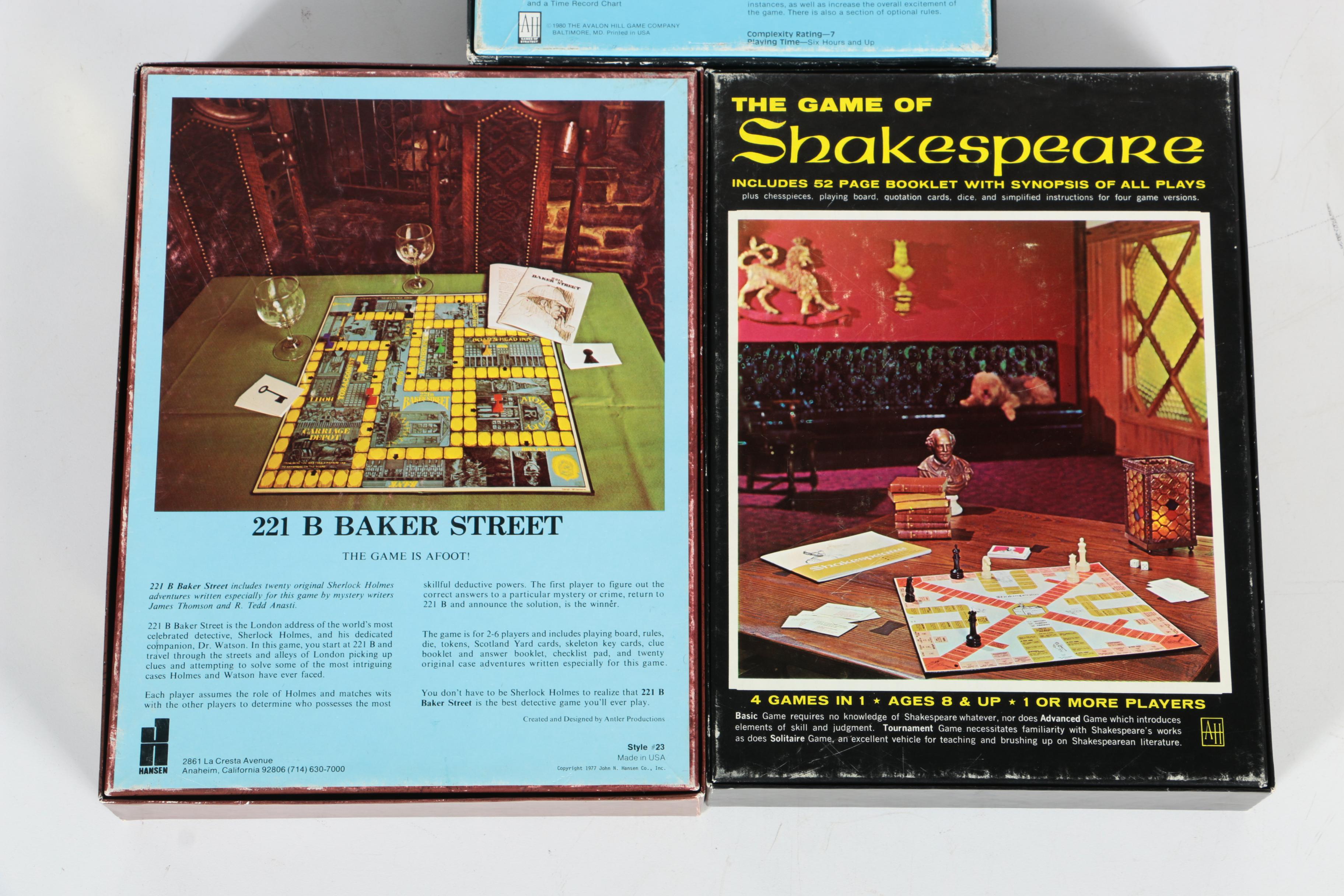 Games Including Avalon Hill "Fortress Europa" and "The Game of Shakespeare"