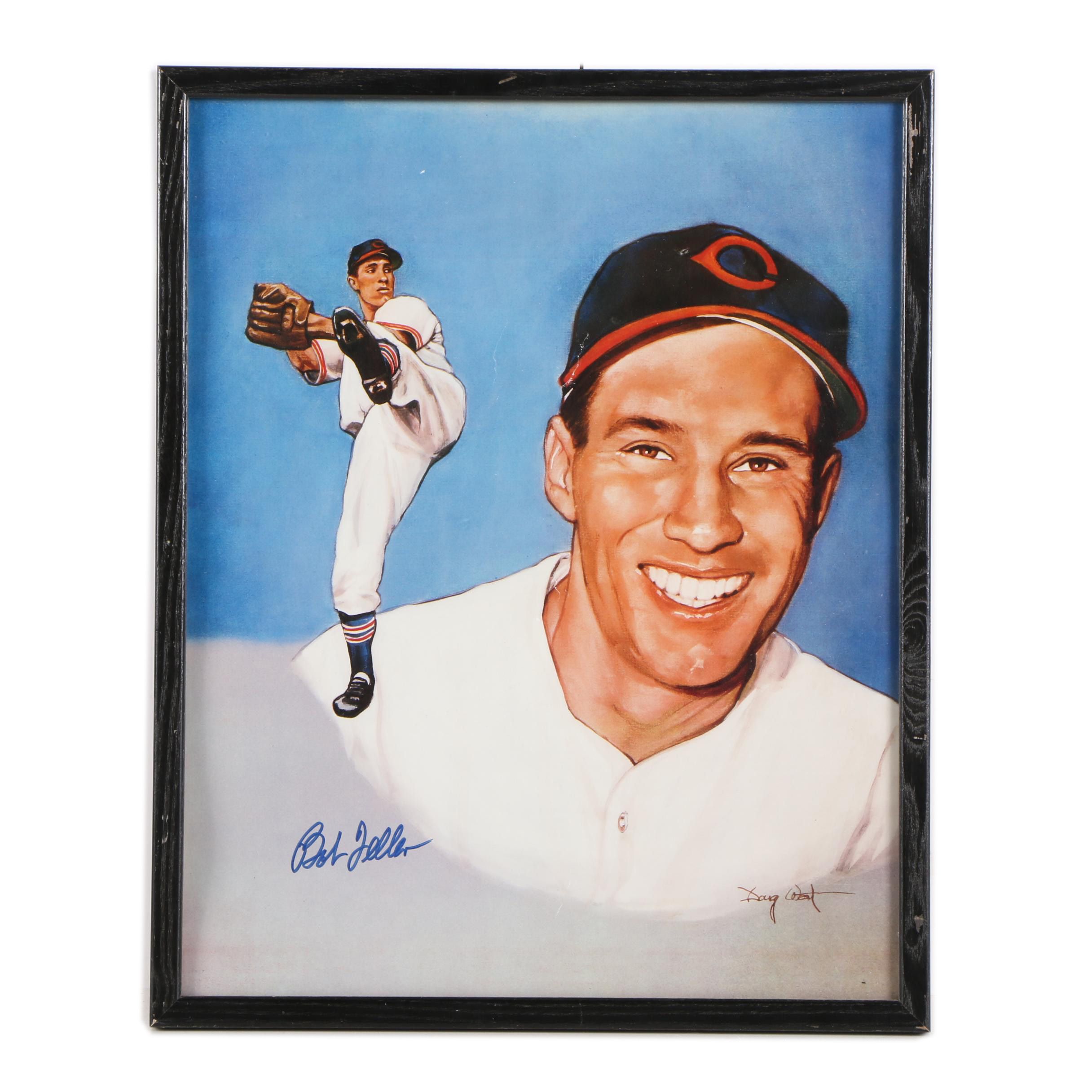 Bob Feller Autographed Offset Lithograph Print on Paper